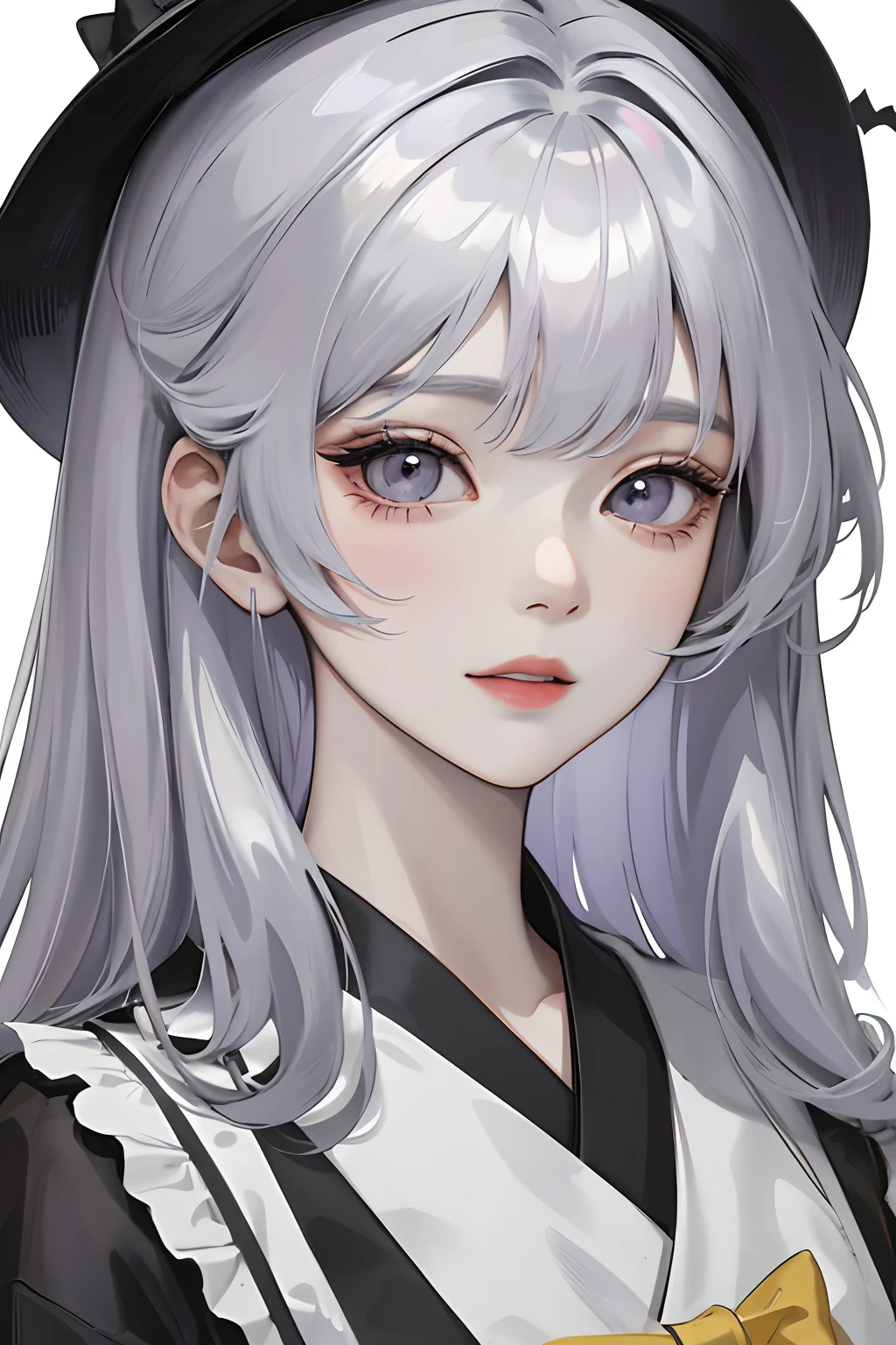 Absurdres, Masterpiece, Best quality, light colors, pastel colors, korean girl with Beautiful face , a character from kdrama, gray hair with bangs, big eyes, happy face, Halloween theme