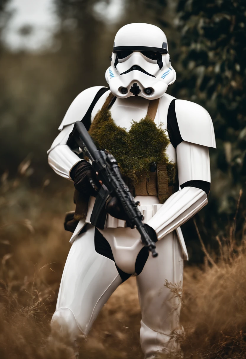 Guerrero espartano con mascarade Stormtrooper, agonizante , Armadura sangrienta, en el campo de batalla, de rodillas, epopeya, 8k