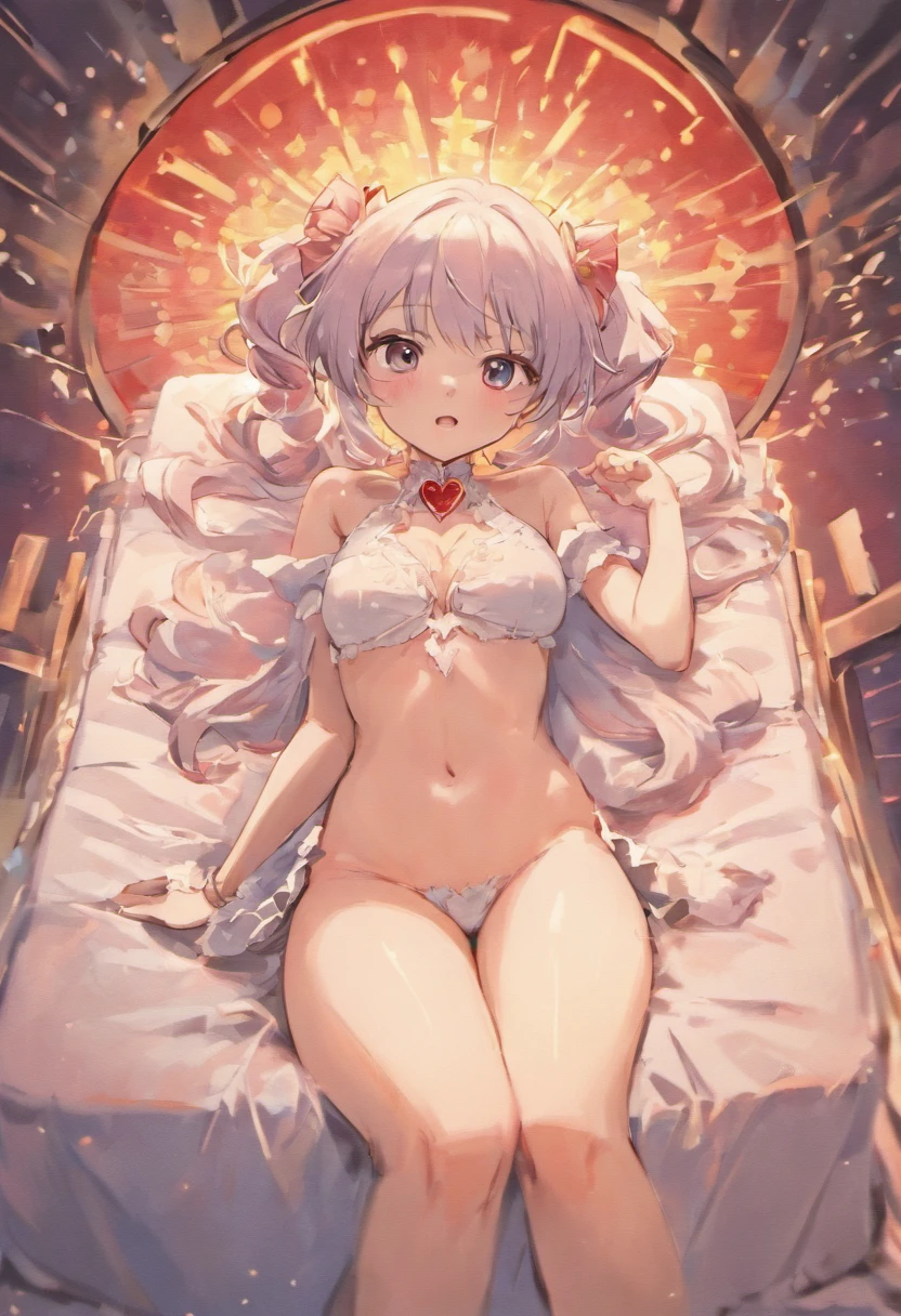 masutepiece, Best Quality, 1girl in,Emilia, Silver hair,Long hair,bed, absurderes, Ahegao, Heart-shaped pupil, 
Spread legs, SEX, completely ,vaginal,cum in ,  cum on the body, facials, cum on chest, hands behind body