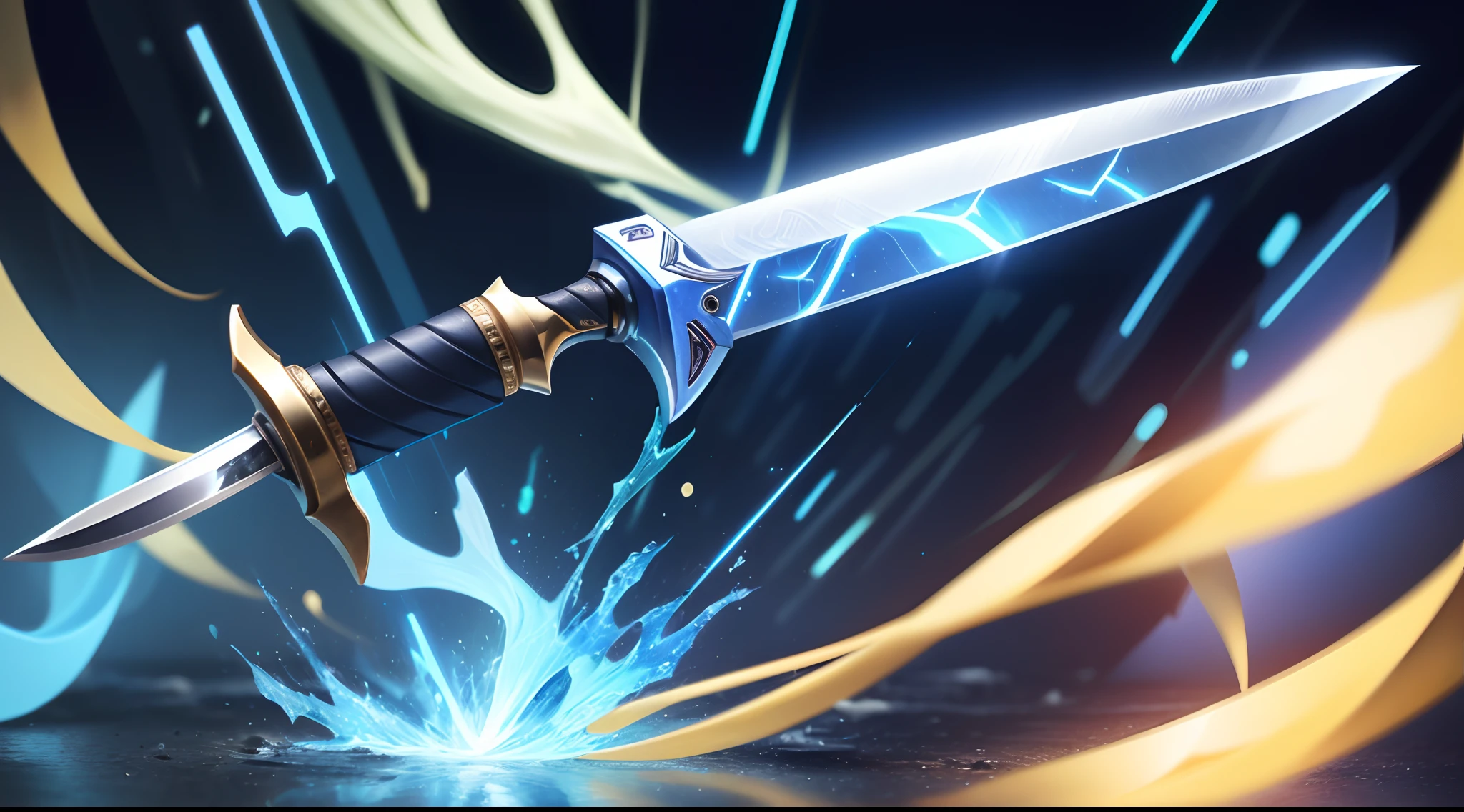 Cyber Technology Blue Charging Long Knife Double-edged Sword