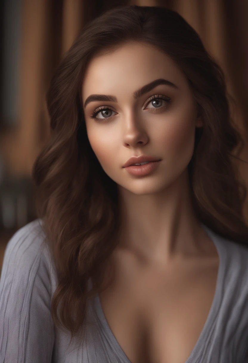 arafed woman fully , sexy girl with brown eyes, ultra realistic, meticulously detailed, portrait sophie mudd, brown hair and large eyes, selfie of a young woman, bedroom eyes, violet myers, without makeup, natural makeup, looking directly at the camera, face with artgram, subtle makeup, stunning full body shot in club, medium to large size bust