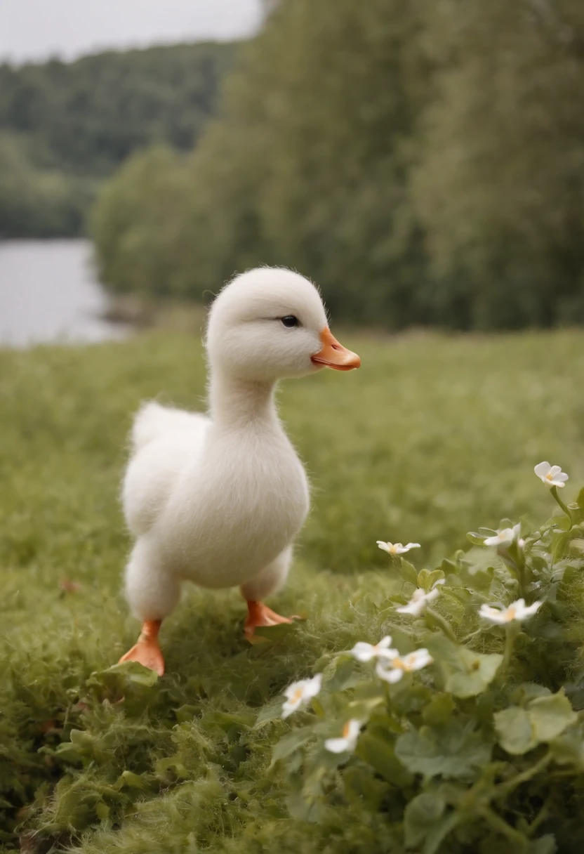 (tmasterpiece, best qualtiy,8K, RAW photogr, realisticlying, absurderes:1.2),Colorful world of wool felt,Wool felt made into farms,wool knitted fabric,Cute duckling made of wool felt,Cartoony,Small house of wool felt,Wool felt meadows,Wool felt tree,Wool felt flowers,super adorable,Photorealistic, Ultra-detailed, finedetail, high resolution,