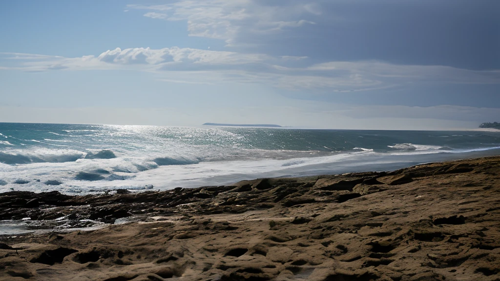 Fotografia de uma praia, areal mar ao fundo