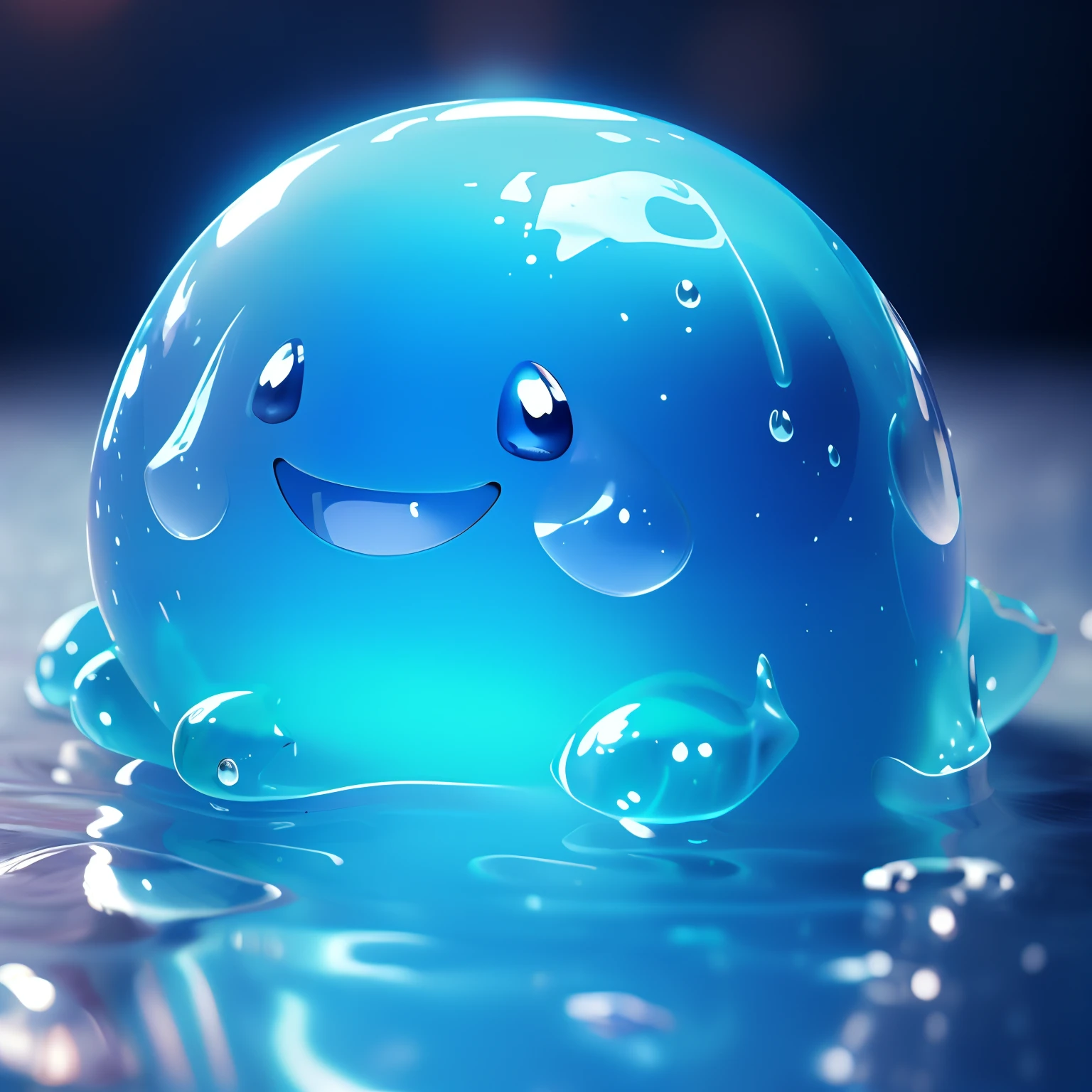 Monster Slime fluffy blue elemental water mmorpg concept art