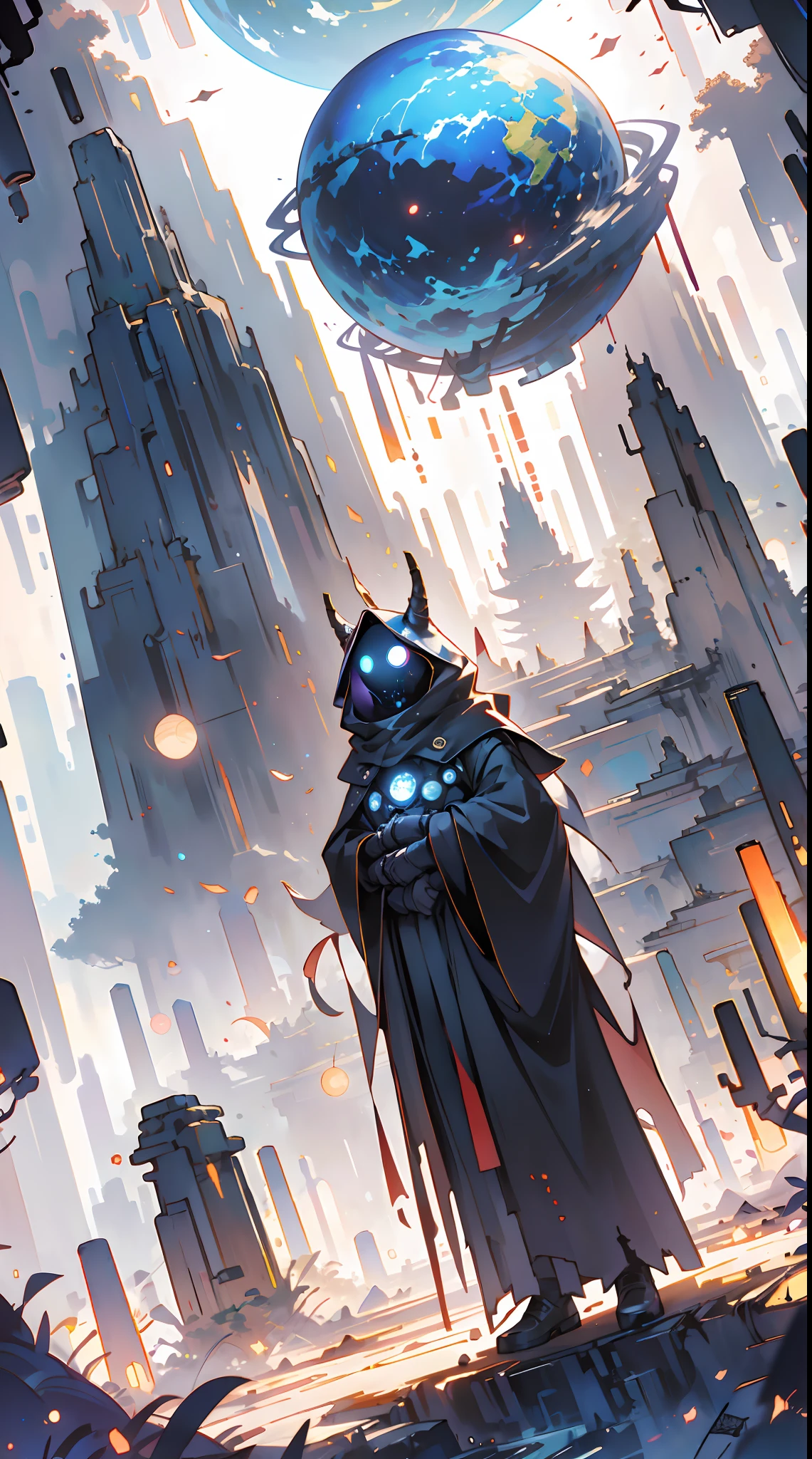 a planet covered in darkness in an infinite cosmos