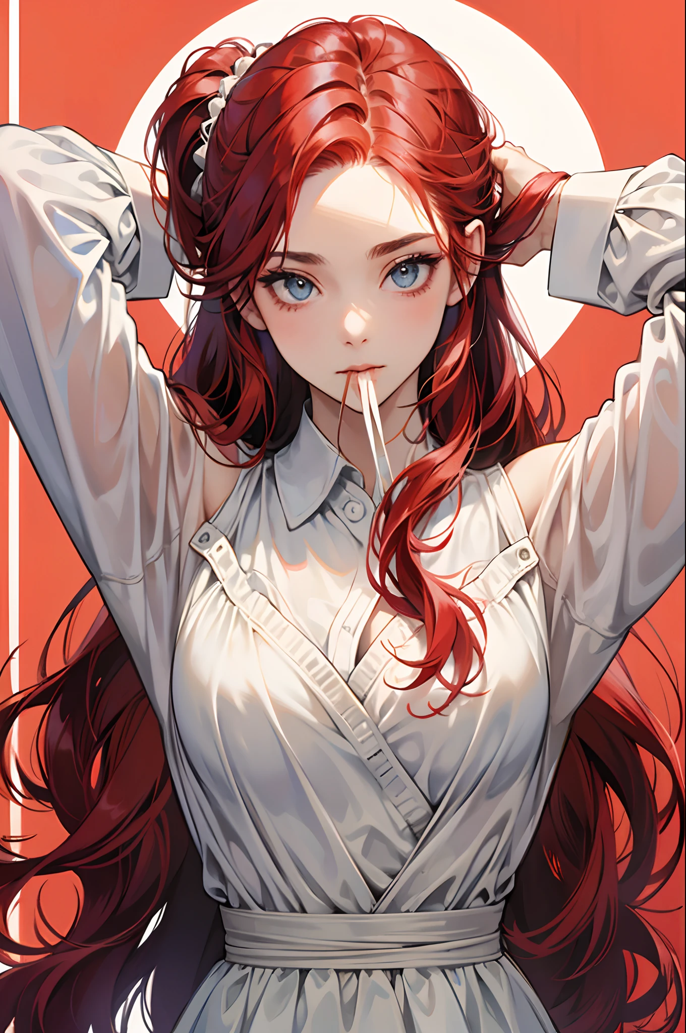 A sexy girl red hair kissing mouth real