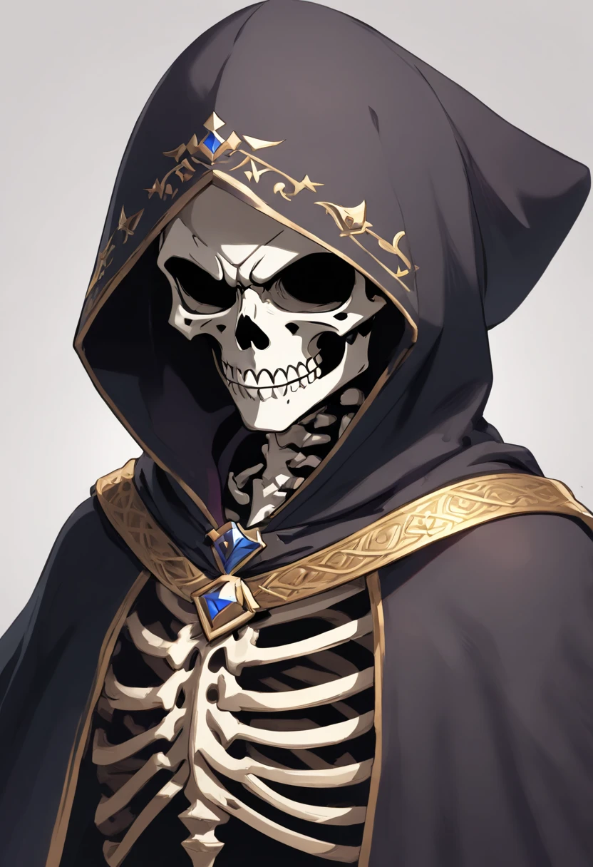 (best quality,highres,masterpiece:1.2),ultra-detailed,realistic, HDR, [busto de caveira masculino], [capuz preto], [olhando para frente], [detalhes faciais perfeitos], [serious and intense expression], [fundo sombrio], [lighting dramatic], [sombras fortes], [contraste acentuado], [cores vibrantes], [efeito de profundidade], [textura realista do capuz], [pinceladas suaves], [detalhes do cabelo], [olhar penetrante], [rugas suaves], [silhueta imponente], [low camera angle], [Hint of Mystery and Power], [atmosfera sombria], [Realistic skull texture], [base preta brilhante], [Challenging Expression], [4K分辨率].

Be aware of：This theme depicts a skeleton bust of a male with a black hood，Face forward。You can add more details to the description。