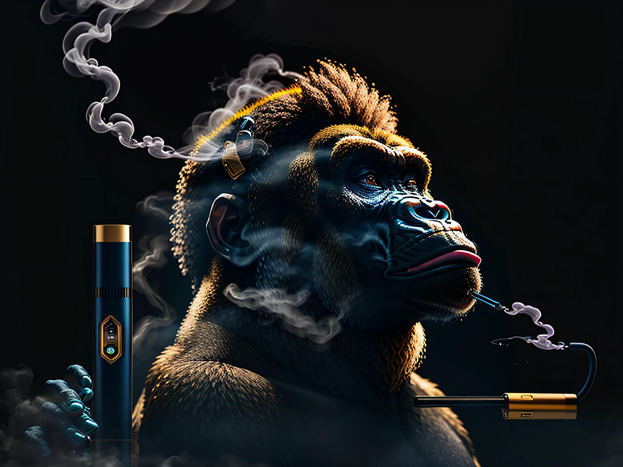 gorilla smoke  e-cigarette, electronic cigarette, gorilla 8k, ultra realist