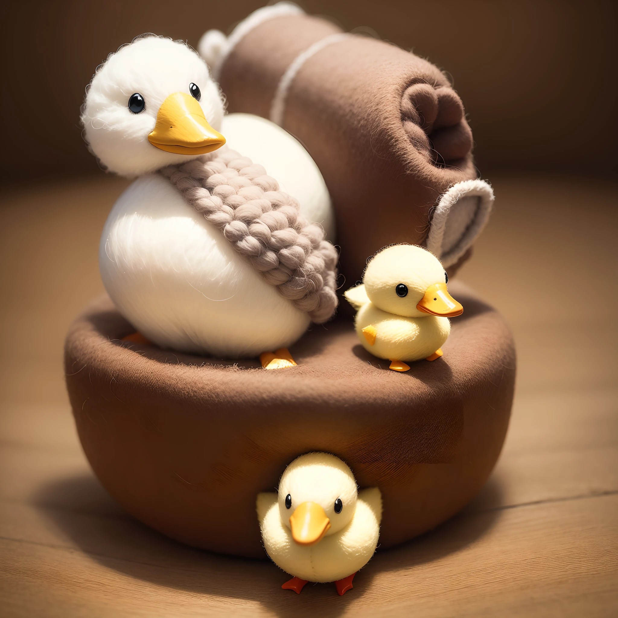 The world of wool felt,wool knitted fabric,Cute duckling made of wool felt,