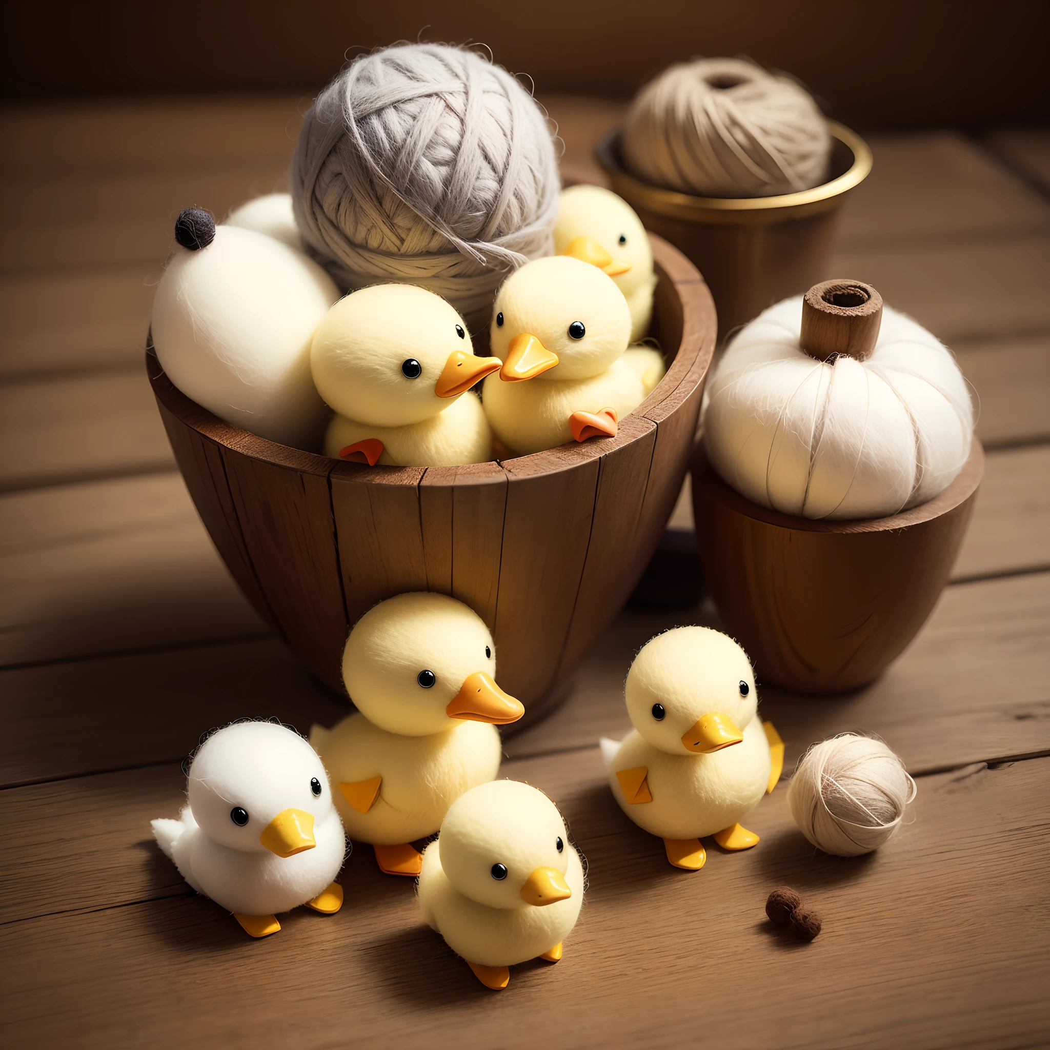 The world of wool felt,wool knitted fabric,Cute duckling made of wool felt,