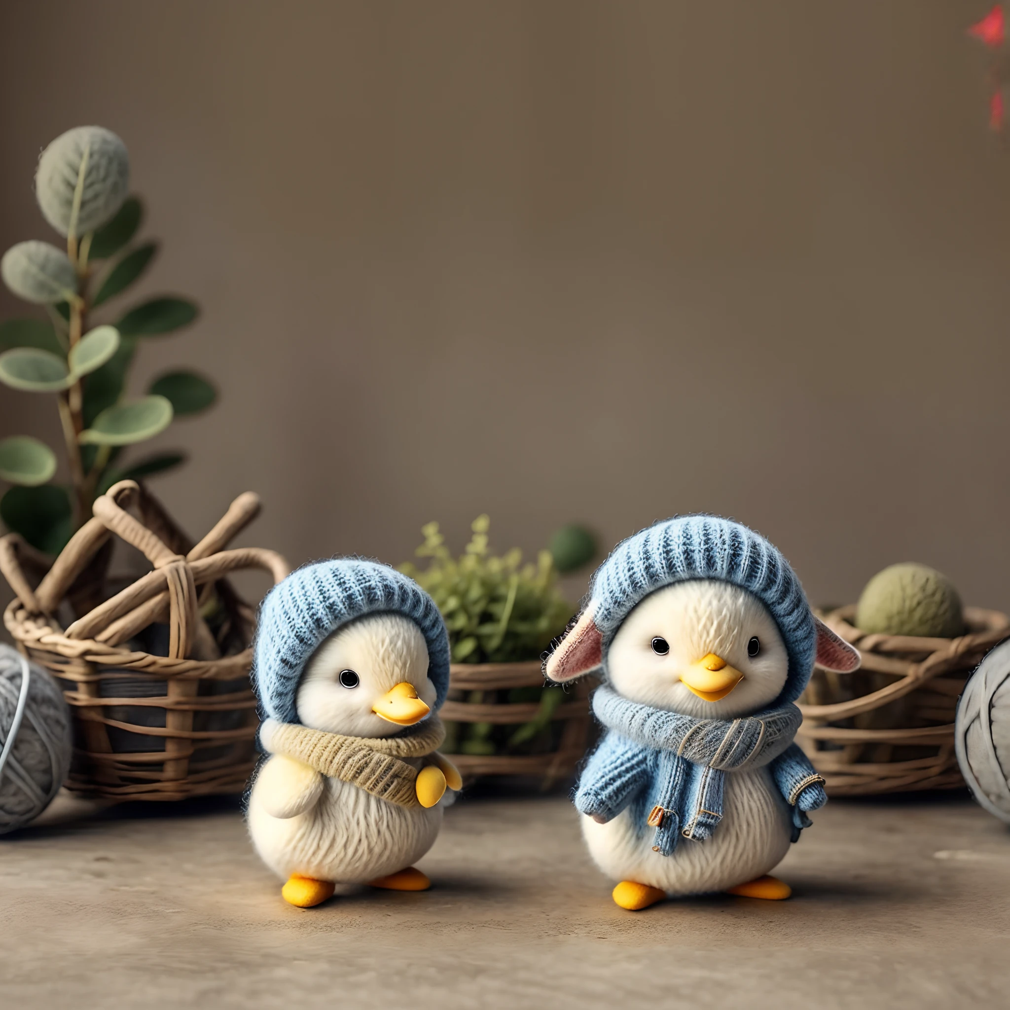 The world of wool felt,wool knitted fabric,Cute duckling made of wool felt,