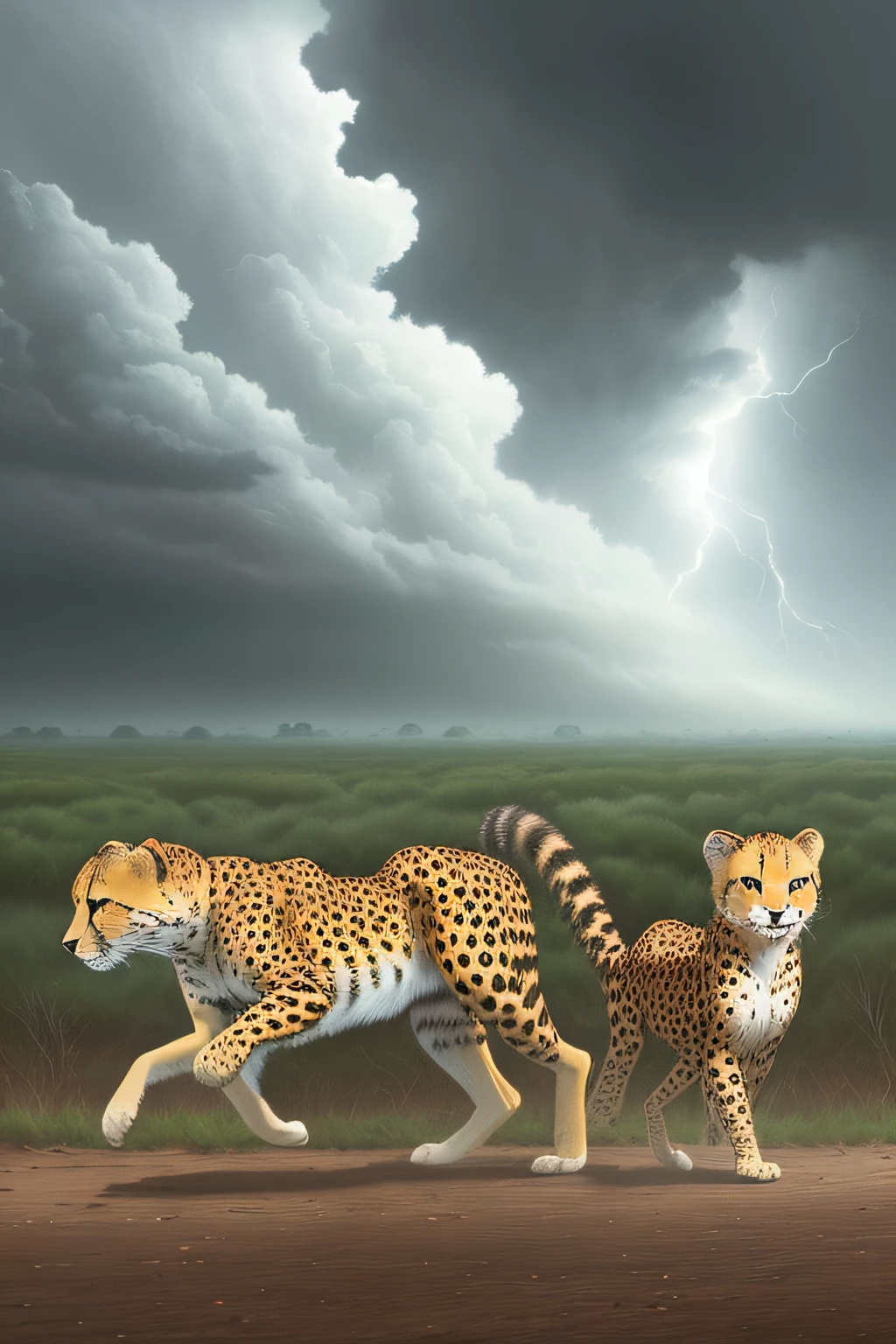 one day、A big storm came in Savannah。
In strong winds、Cheetah sisters。Chika and Chico's favorite ball flew to a distant forest。