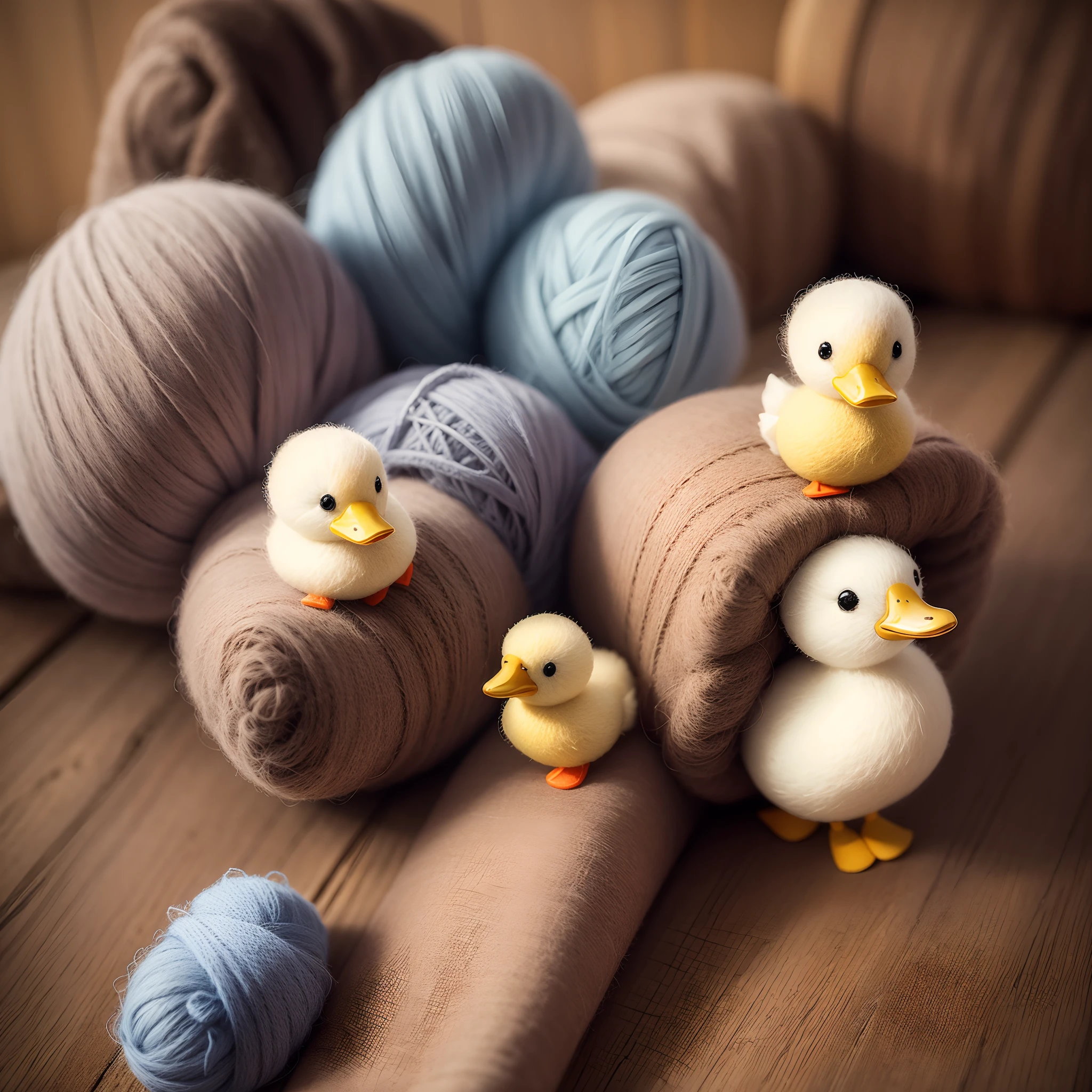The world of wool felt,wool knitted fabric,Cute duckling made of wool felt,