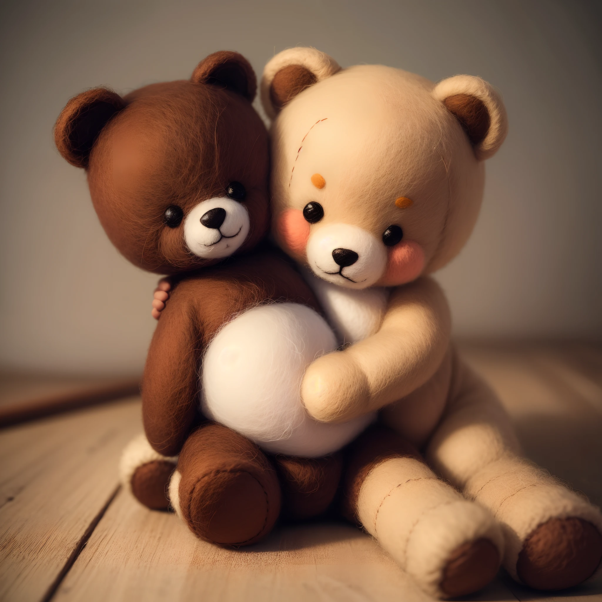 Cute little bear made of wool felt