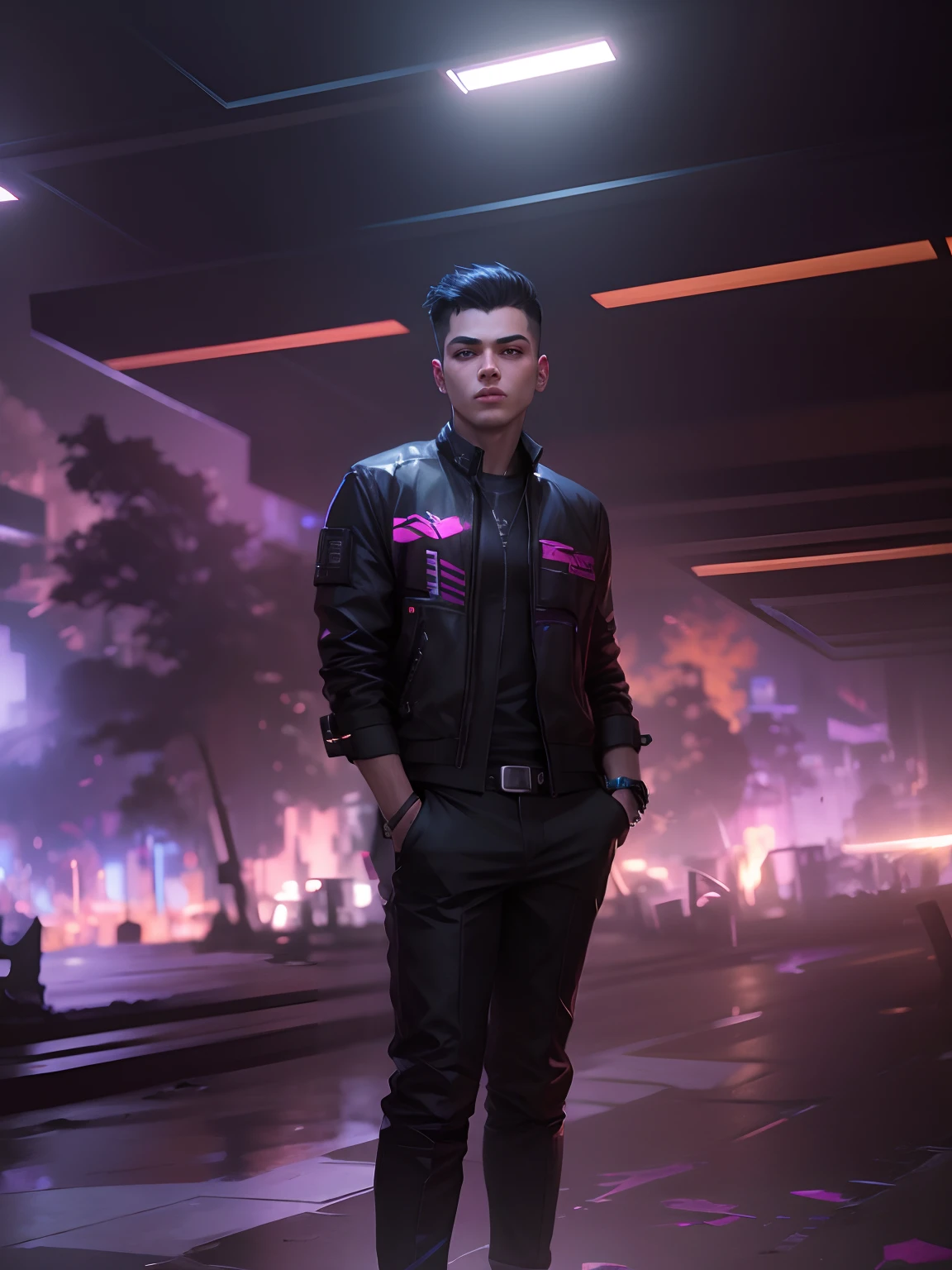 Change background cyberpunk handsome boy, my genuine face,4k, ultra realistic,