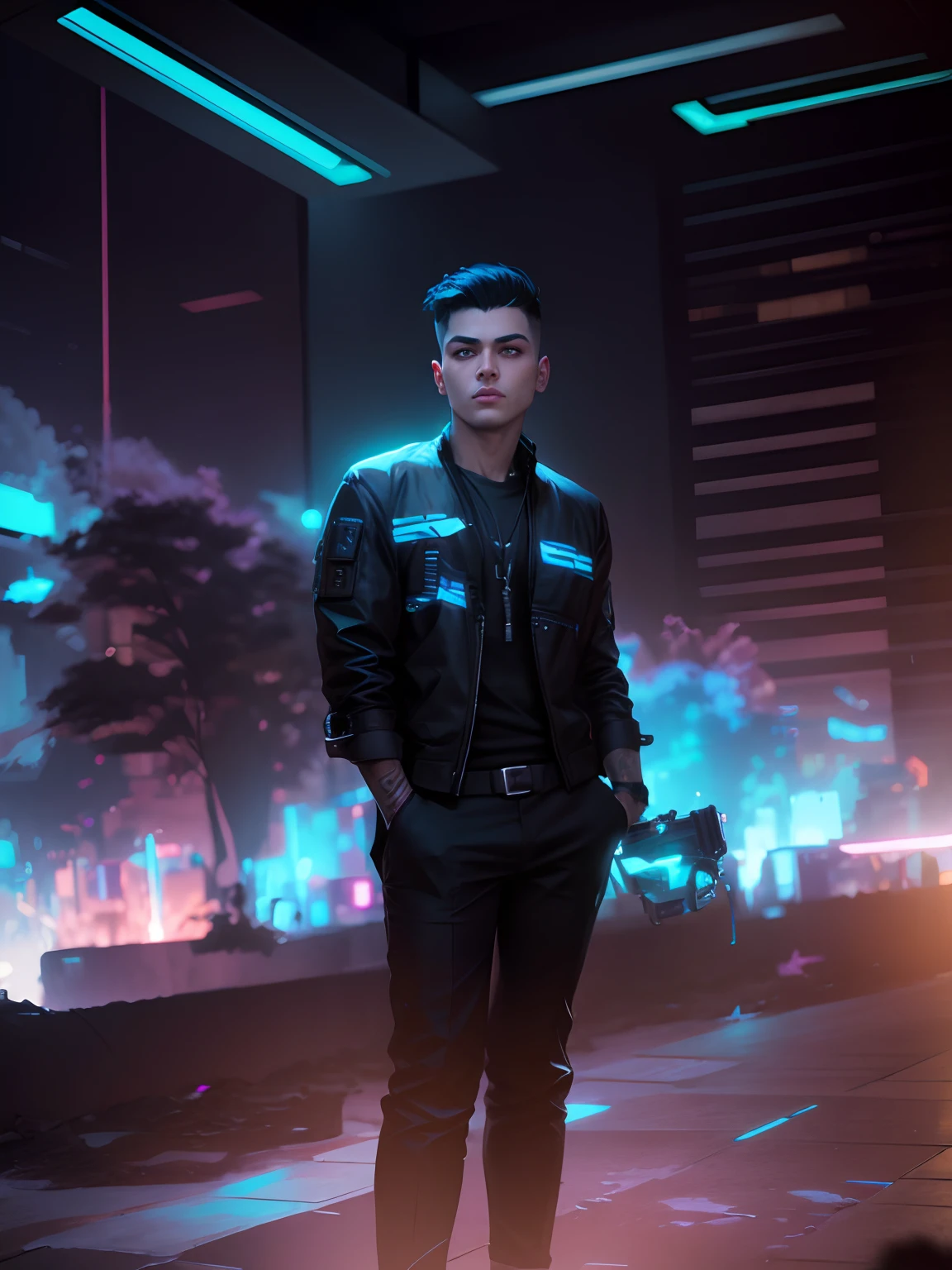 Change background cyberpunk handsome boy, my genuine face,4k, ultra realistic,