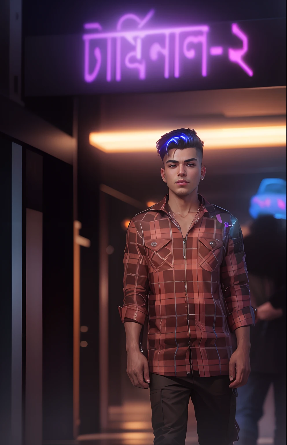 Change background cyberpunk handsome boy, my genuine face,4k, ultra realistic,