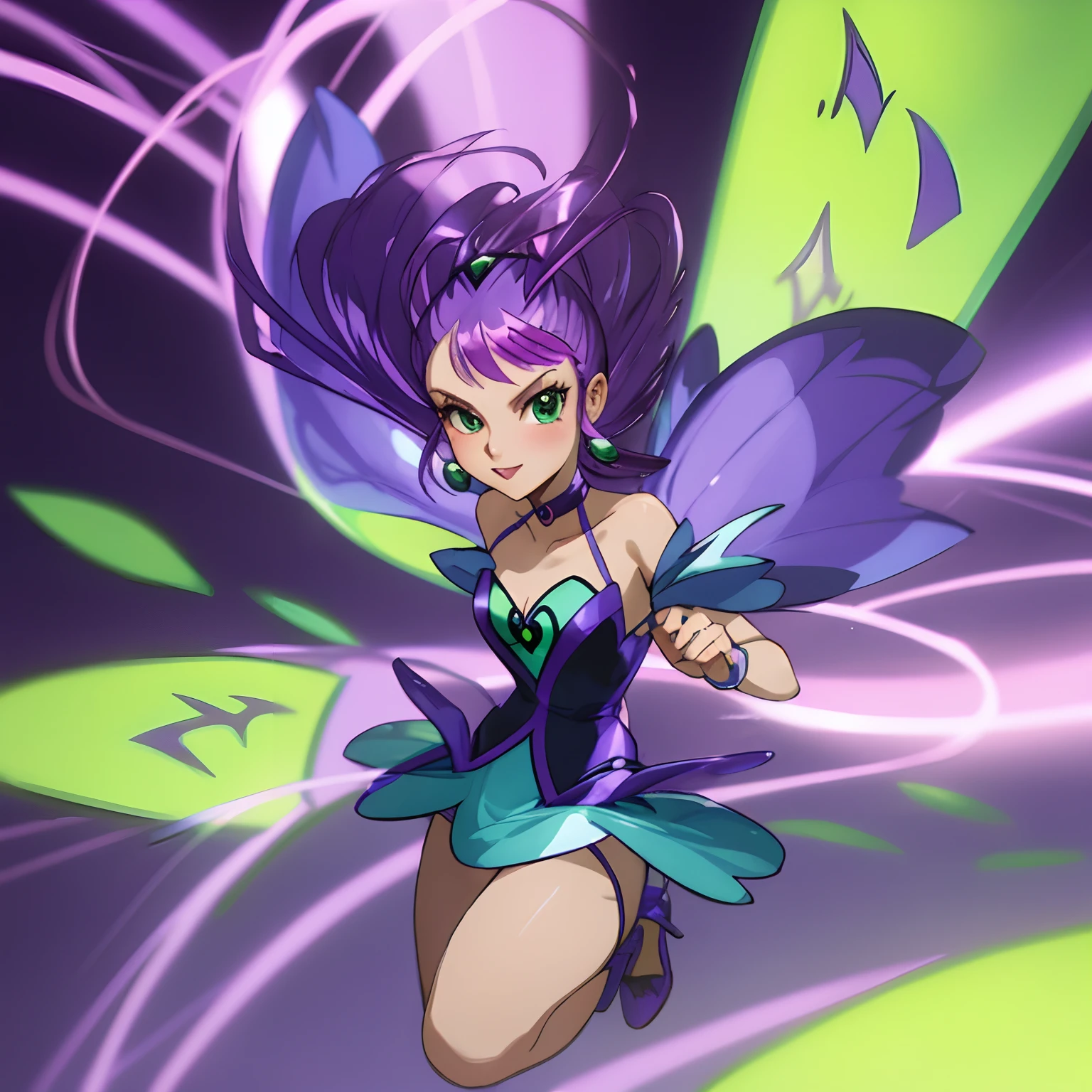 winx tecna purple and green outfit short purple hair