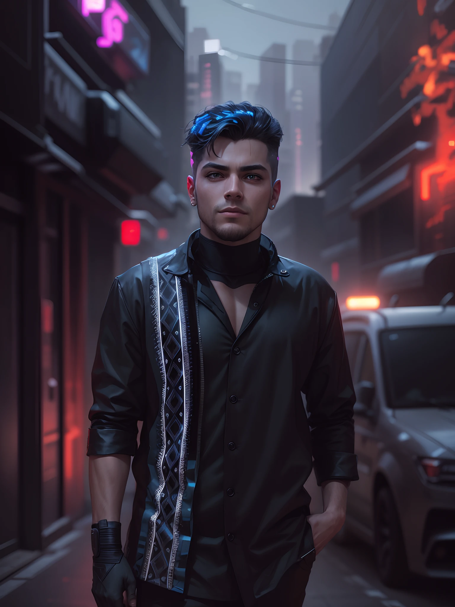 Change background cyberpunk handsome boy, my face,4k, ultra realistic,