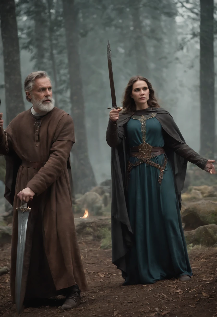 Angels of the domains, portrayed as ministers of God with great authority, holding a sword symbolizing their power over demons and evil forces. Capture the essence of divine justice. (8k, Realistic)