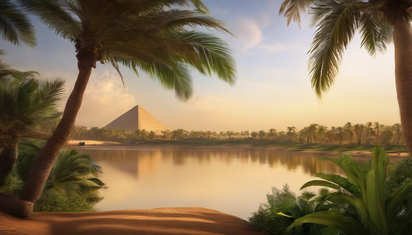 Illustrate the happy tears causing the flooding of the Nile, trazendo fertilidade para a terra.