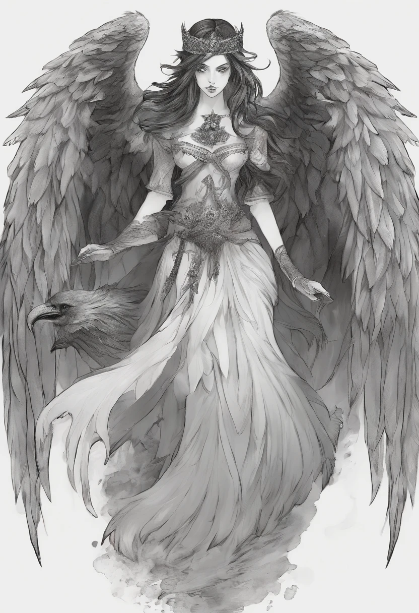 flying, snarling harpy, menacing claws, blood dripping, suggestive female bodies, dark and eerie atmosphere, detailed feathers, haunting eyes, ethereal wings, sinister aura, cinematic quality, high resolution, photorealistic rendering, dramatic lighting, nightmarish theme, intense emotions