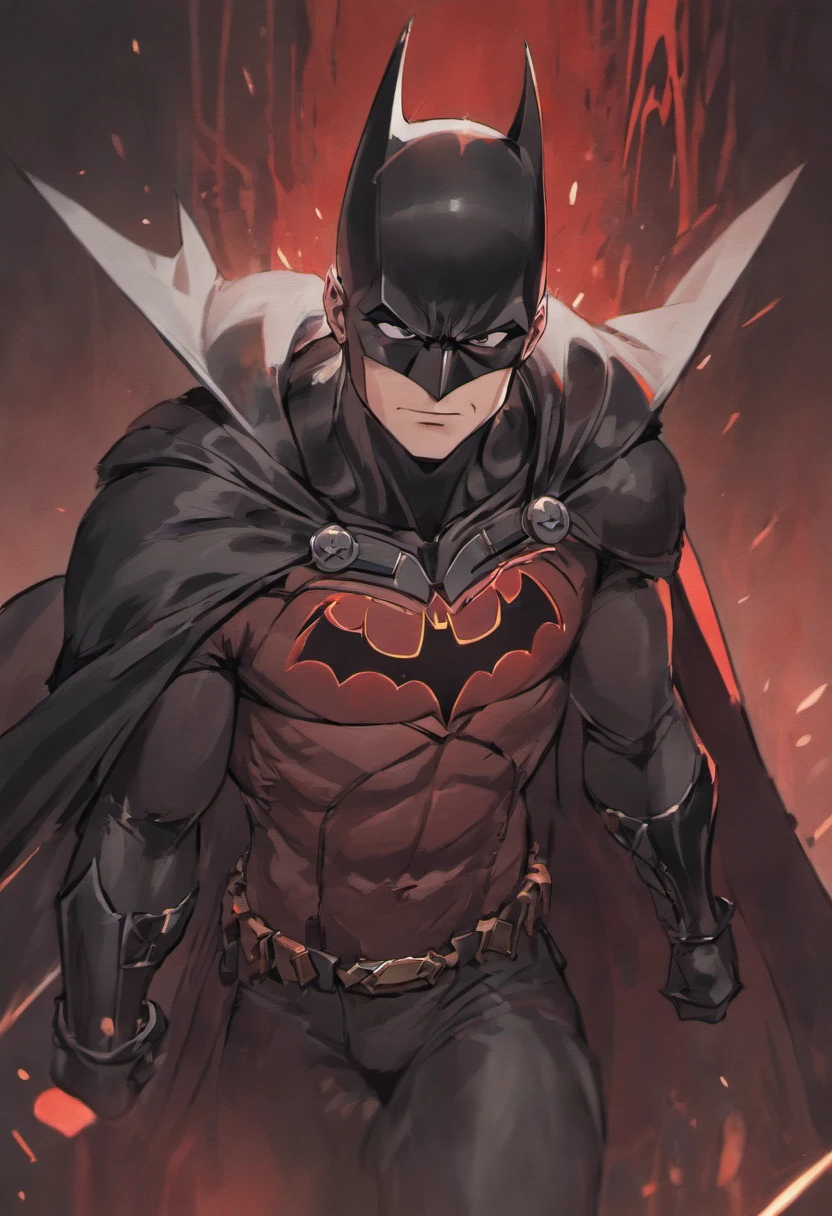 "Batman Viking com rosto do giurosa, Sorriso esquerdo, blood tears, sombrio, qualidade excepcional, multiple facial scars, Batman que ri, armadura viking das trevas, Gothic style."