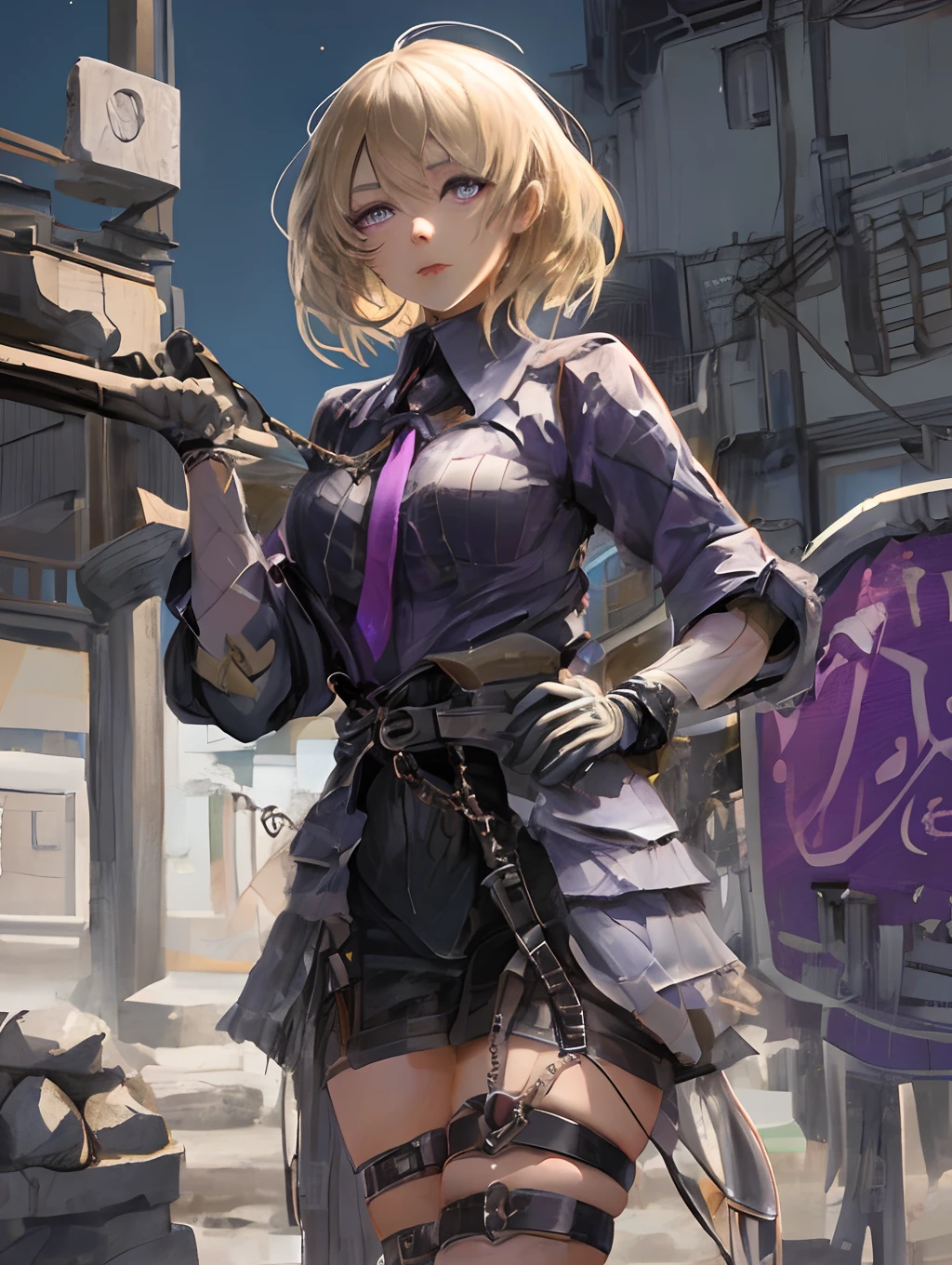 Tied up, pleasured, girl, anime, purple greyish eye, blonde, short hair