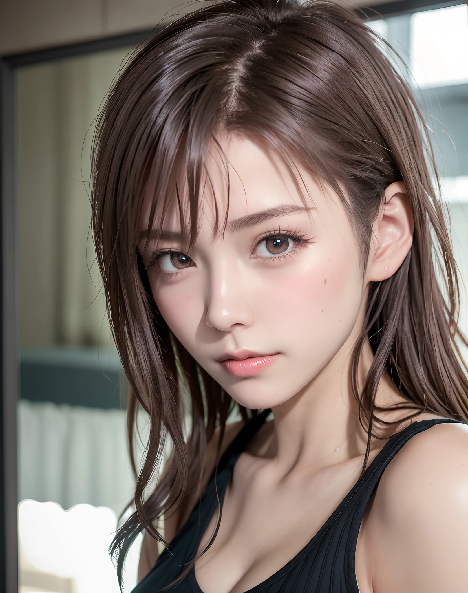 8K, Masterpiece, Best Quality, Ultra High Definition, Ultra Detail, Realistic, (Photorealistic:1.4), Depth of Field, 1 Girl, Linker, Sharp Focus, Wacky Hairstyle,Wacky Fashion,Beautiful and Very Delicate Eyes, Long Front Hair, Long Soft Curly Hair, Latest Photo Quality