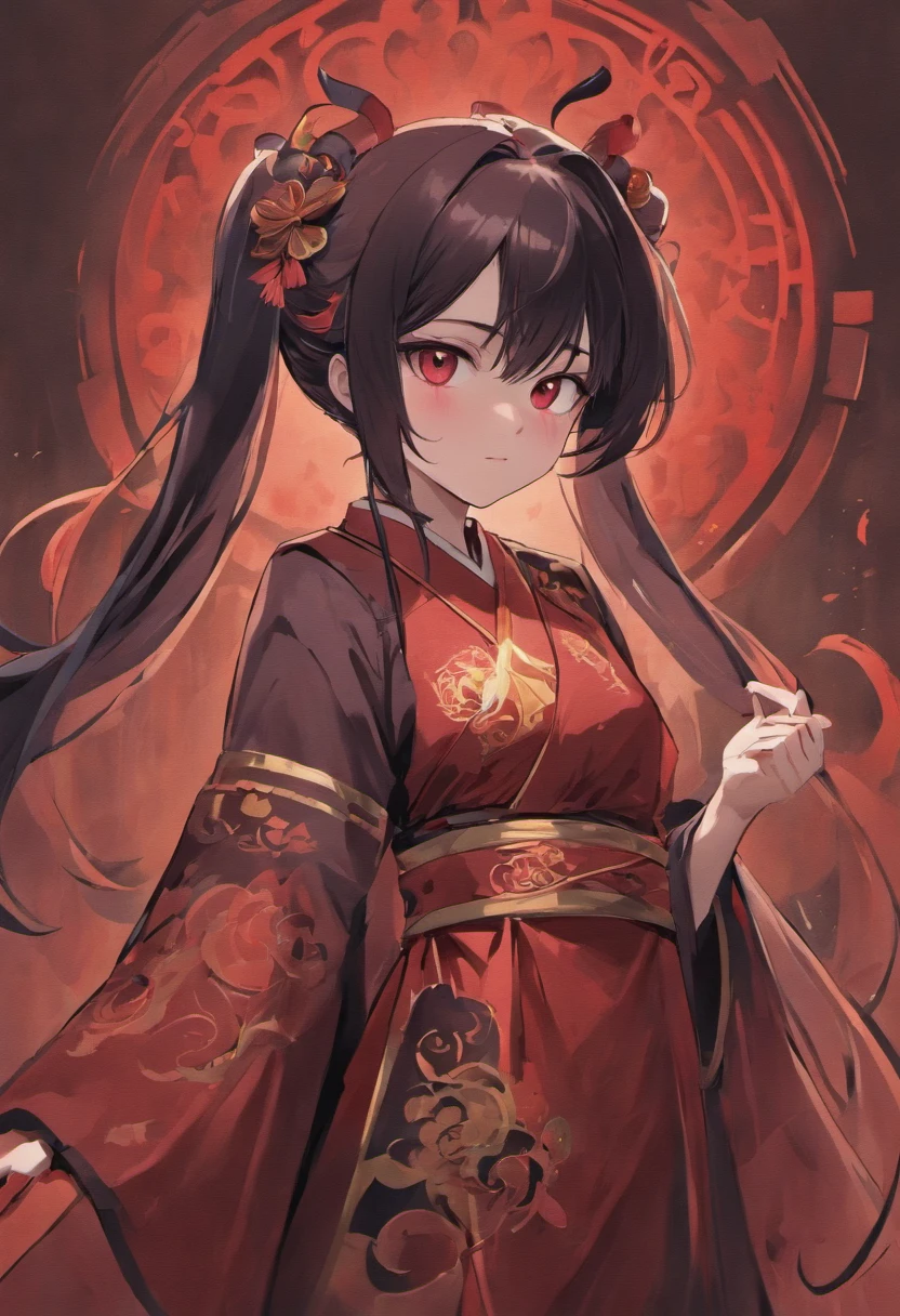 Appearance: Hu Tao is a young woman with a petite and slender figure. She often wears traditional attire inspired by the clothing of the Wangsheng Funeral Parlor, which includes a black and red color scheme.

Hair: She has long, flowing, and dark purplish-black hair with twin tails that typically falls loosely down her back.

Eyes: Her eyes are a striking shade of crimson red, which gives her a somewhat eerie and otherworldly appearance.

Face: Hu Tao's face has a youthful, mischievous, and playful expression, reflecting her personality. Age : 20. height : 151cm. NSFW