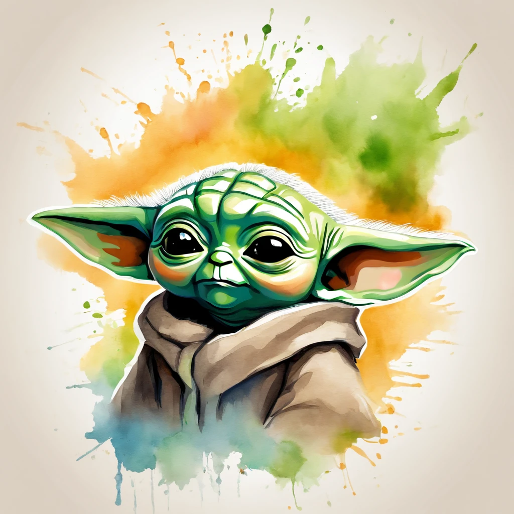 "(adorable baby Yoda:1.2)  design for tshirt