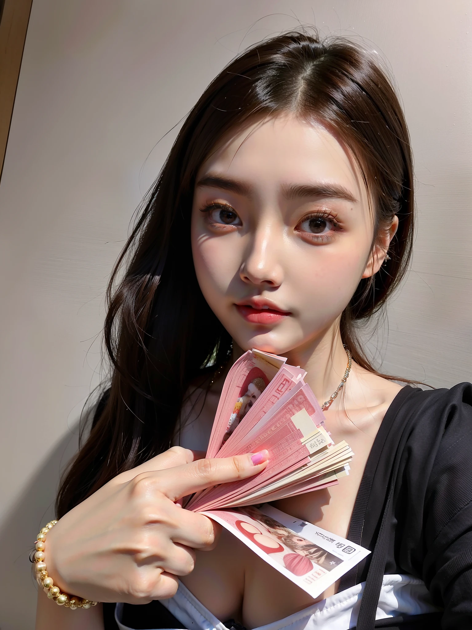 The Araki woman held a pile of money in her hand, yanjun cheng, Korean girl, sakimichan, very low quality, blackpink jennie, dang my linh, xintong chen, gongbi, wenfei ye, kanliu666, sakimi chan, very very low quality, 🔞🤡