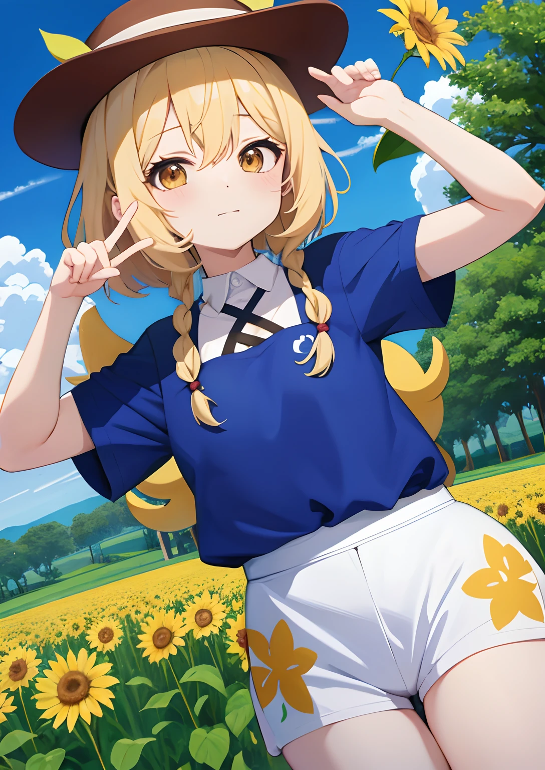 chica anime con el pelo rosa y un sombrero de paja posando en un campo, seductora chica de anime, OPPAI, Marin Kitagawa Fanart, Anime Moe Artstyle, con unos pechos grandes, Hermosa chica de anime girasol, (Chica anime), en estilo anime, en el campo, Hecho con Anime Painter Studio, en un estilo anime, Pintado en Anime Painter Studio, Thicc, Yuruyuri