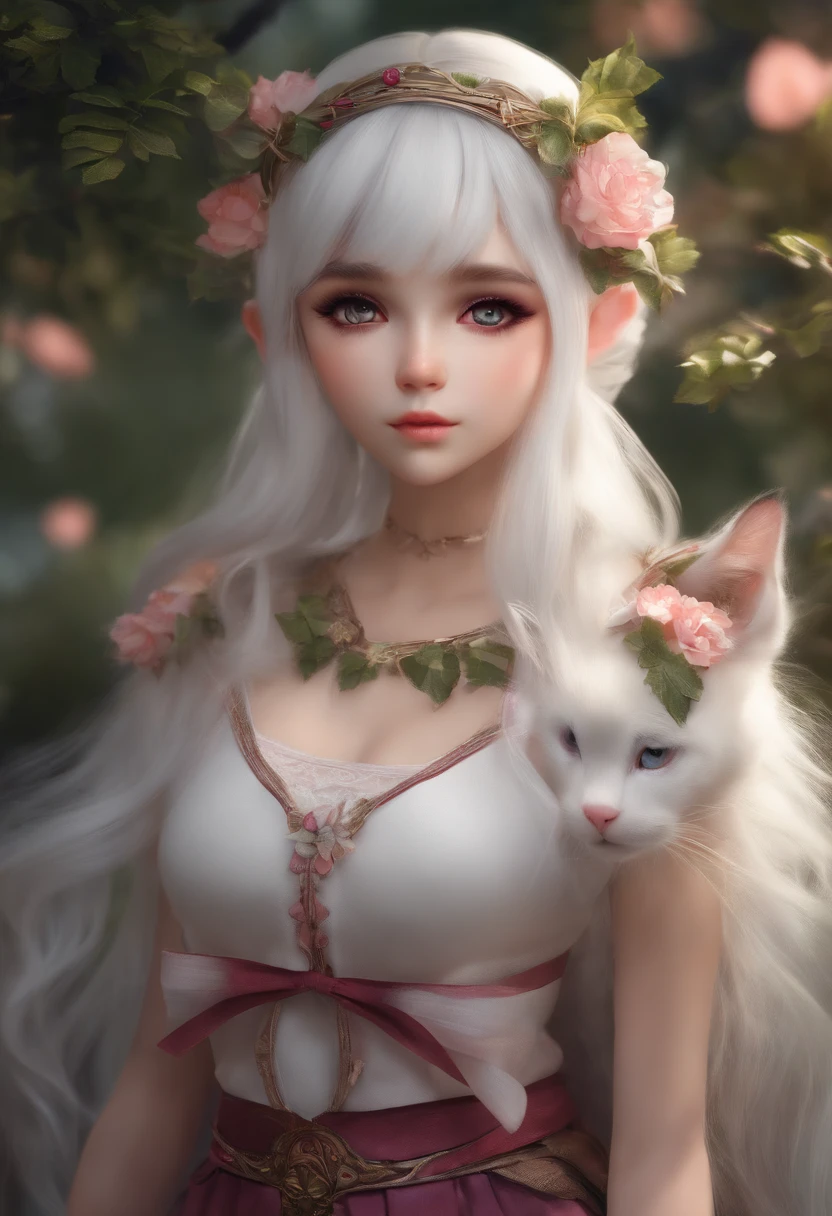 lil loli, girl elf, white hair, cute face, short skirt, pussy