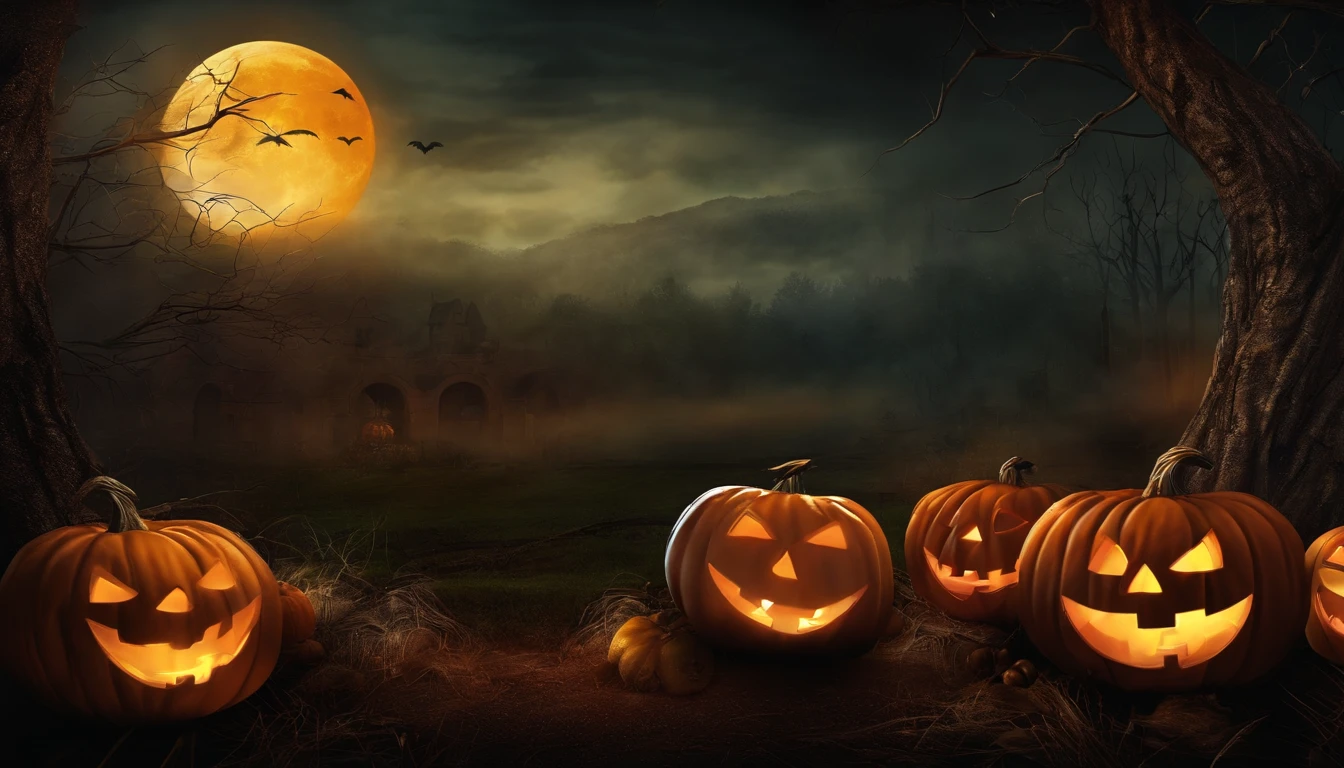 create a halloween background, it's super detailed