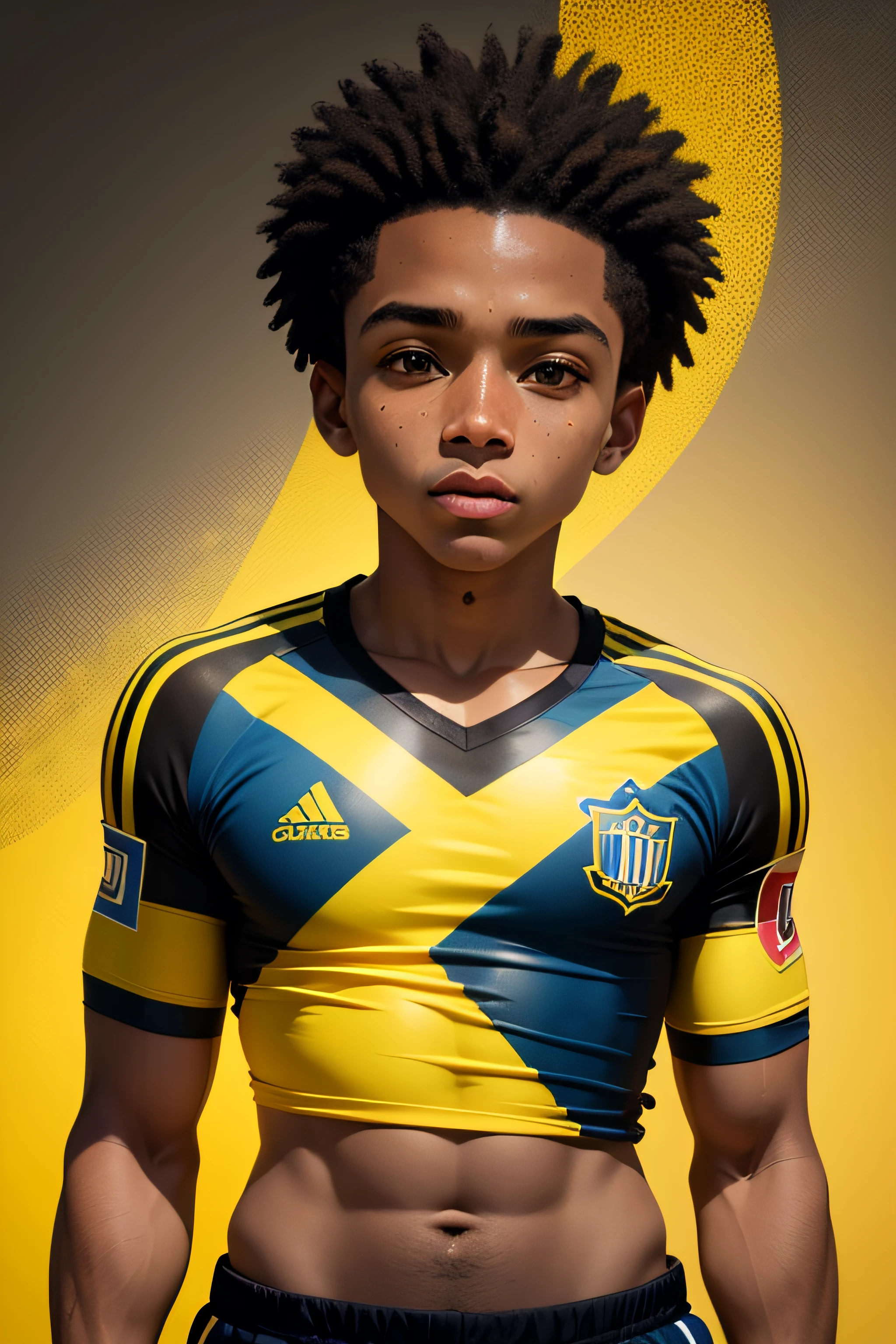 Jogador de futebol do futuro com as cores amarela e preta