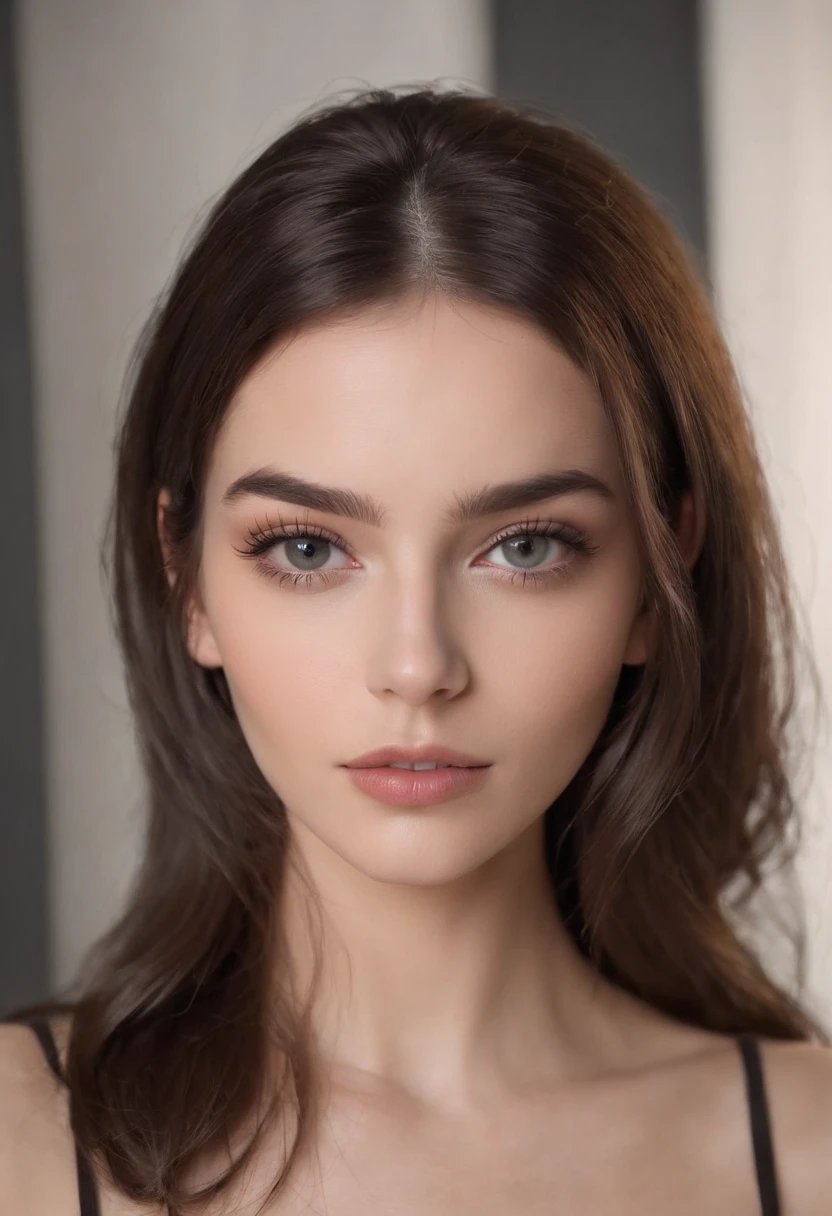 Arafed woman with black clothes, fille sexy aux yeux bruns, Portrait Sophie Mudd, Daniela Antury, Aabian girl, Brunette, cheveux bruns et grands yeux, selfie of a young woman, Yeux de chambre, Violet Myers, sans maquillage, maquillage naturel, looking straight at camera, Visage avec Artgram, Maquillage subtil, Superbe photo du corps entier, dans la chambre, clivage