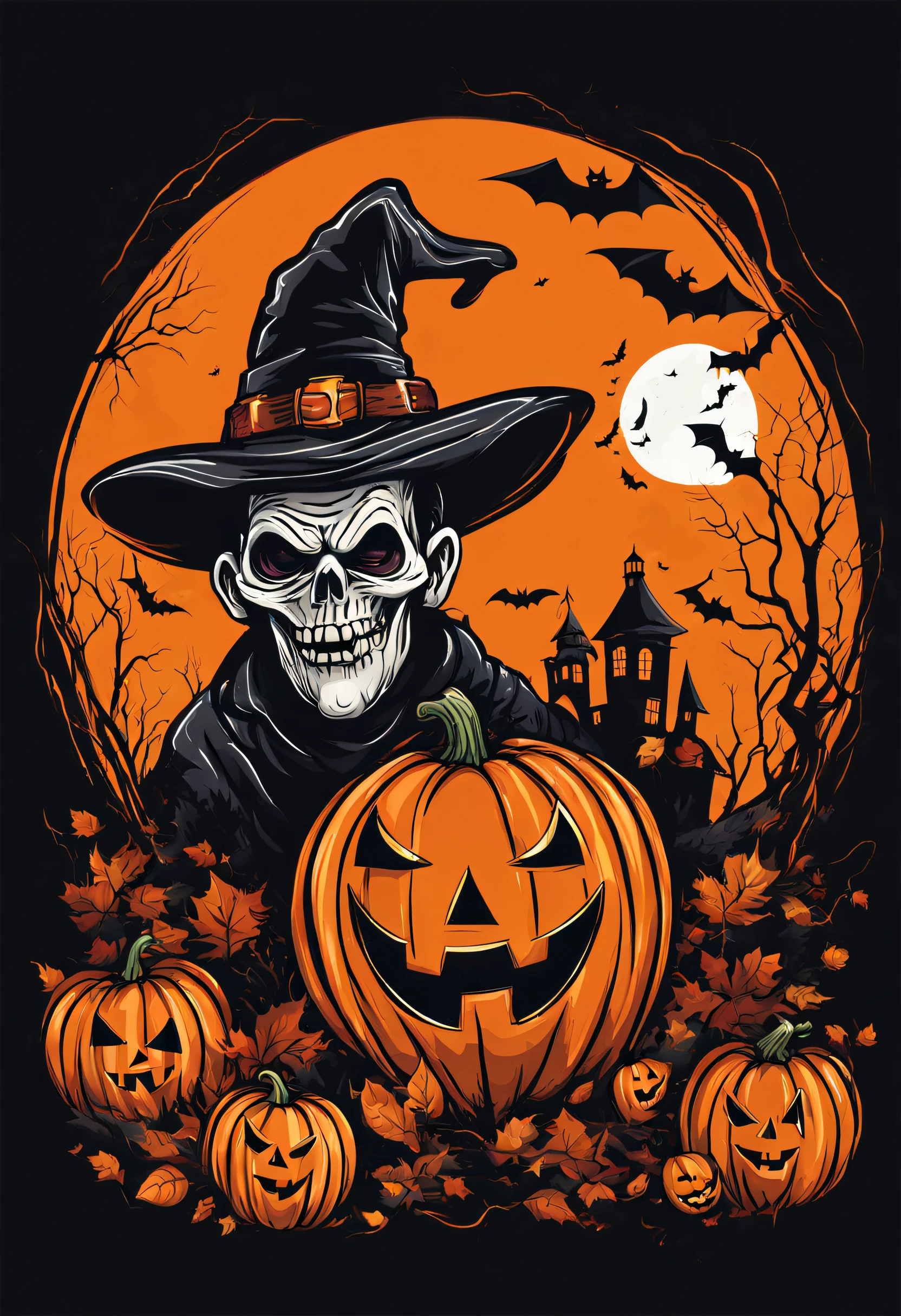 Haloween Design para T-Shirt, arte vetorial, funny illustration , fundo branco