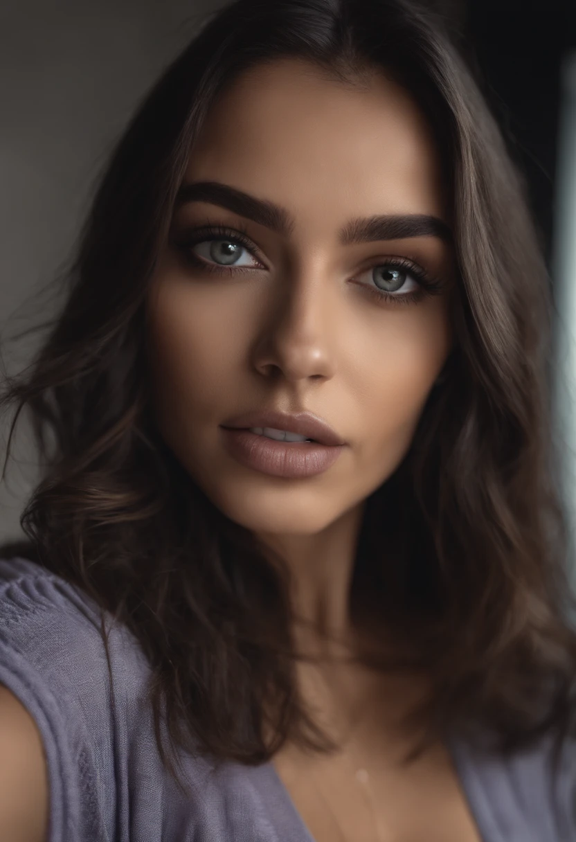 Arafed woman with black clothes, fille sexy aux yeux bruns, Portrait Sophie Mudd, Latina, Arabian girl, Colombiana, cheveux bruns et grands yeux, selfie of a young woman, Yeux de chambre, Violet Myers, sans maquillage, maquillage naturel, looking straight at camera, Visage avec Artgram, Maquillage subtil, Superbe photo du corps entier, dans la chambre, clivage