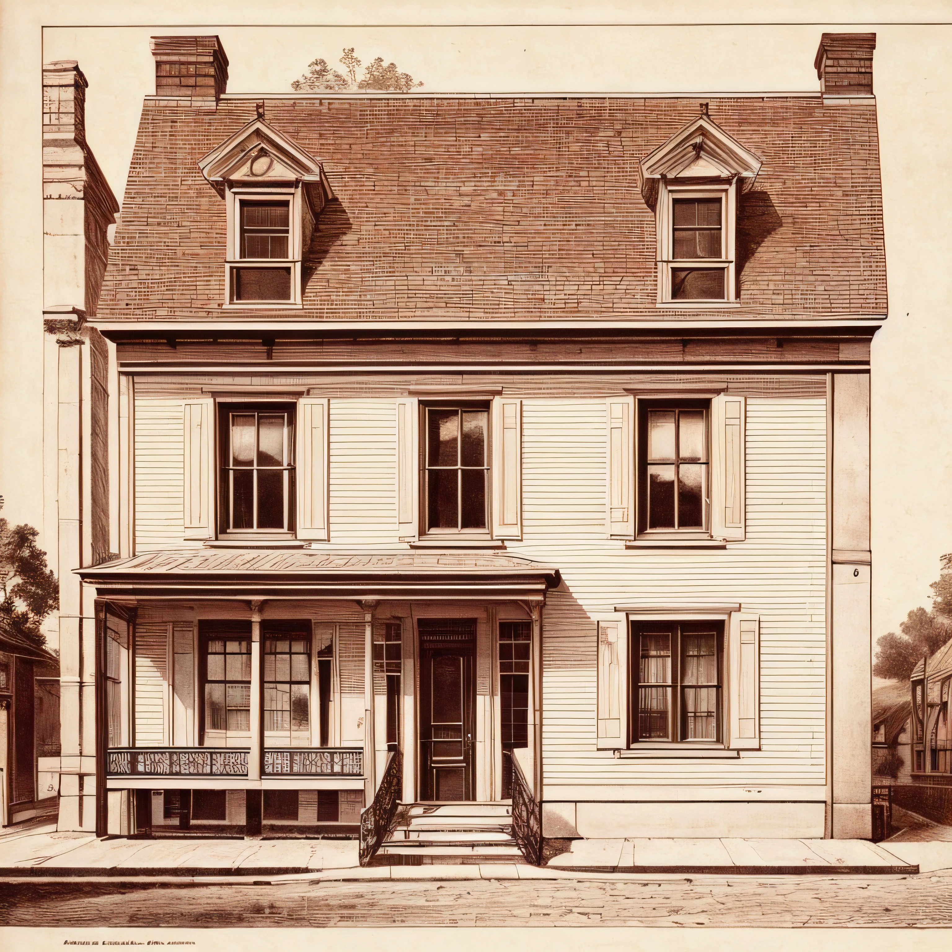 Drawings of the building,There is a clock in front, Lafitte House, author:François Girarden, author:Lubin Baukin, illustration”, From 1890, author:Ernest Beehler, author:Daniel Mittens, author:Antoine Ignus Merlin, author:Egon von Wittinghoff, illustration!, french architecture,Q version build,quadratic element,Pure flat wind,
