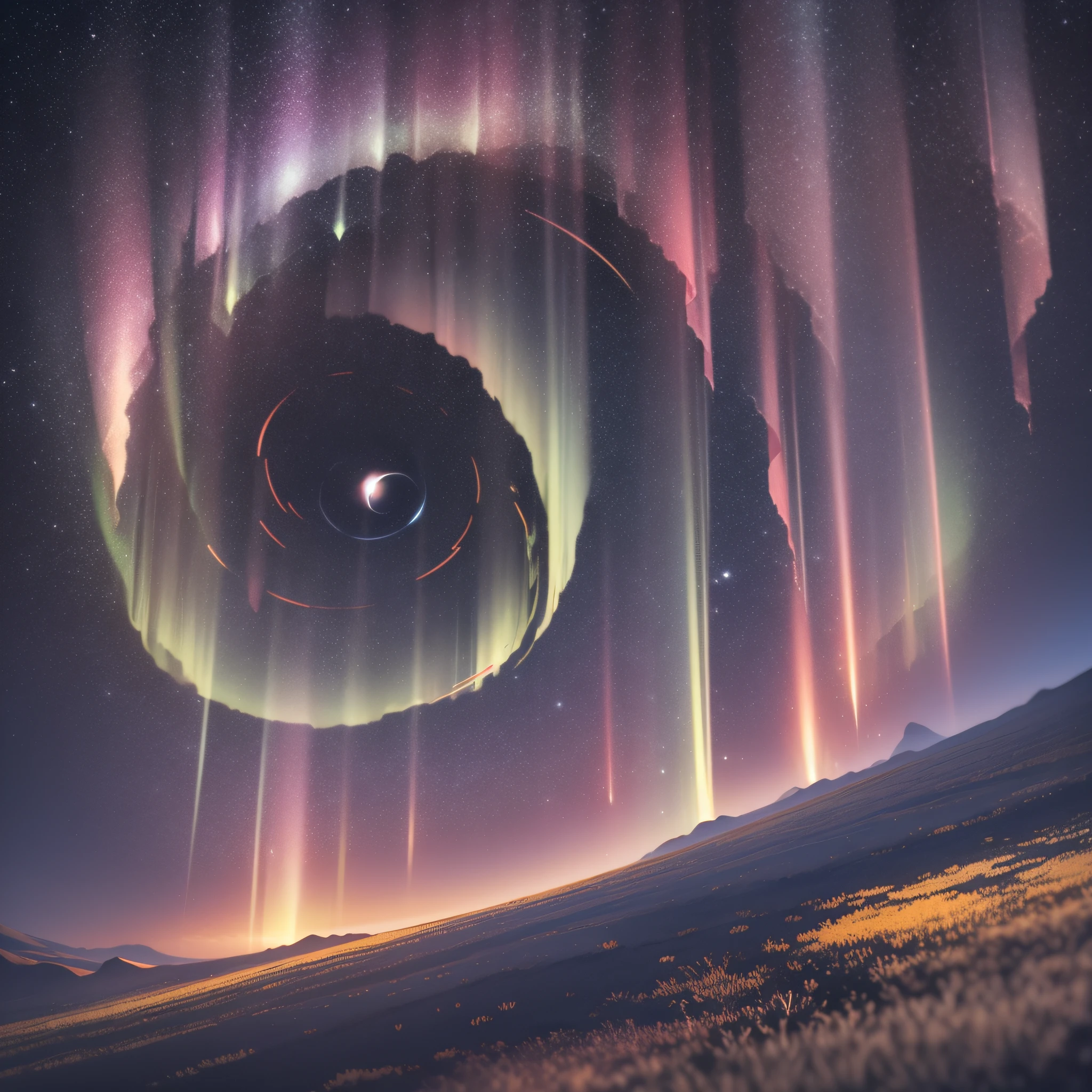 The breathtaking aurora borealis as seen from the vantage point of space, Earth's curvature in the background, the colorful lights dancing across the planet's atmosphere, a sense of cosmic wonder and beauty, Digital illustration with a focus on celestial realism,