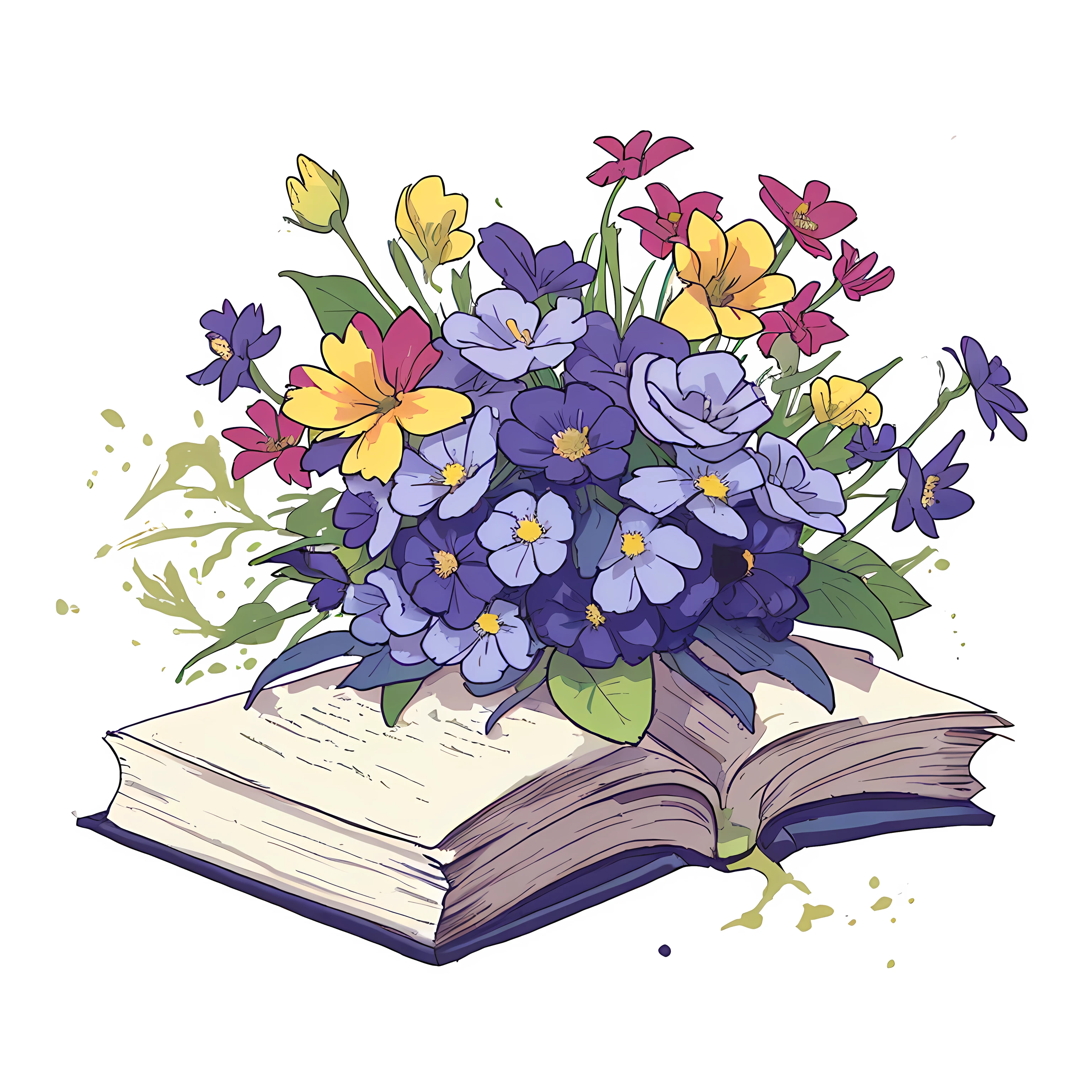 A book with flowers,