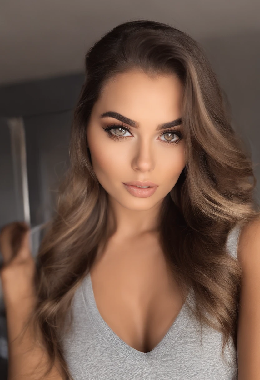 Arafed Mujer totalmente , Chica sexy con ojos azules, ultra realista, meticulosamente detallado, Retrato Sophie Mudd, cabello rubio y ojos grandes, selfie de una mujer joven, Ojos del dormitorio, Violeta Myers, sin maquillaje, Maquillaje natural, staring directly into camera, cara con artgram, maquillaje sutil, Impresionante foto de cuerpo completo arrodillado en la cama, En el dormitorio, Medium to large size bust, Vistiendo, taking a selfie