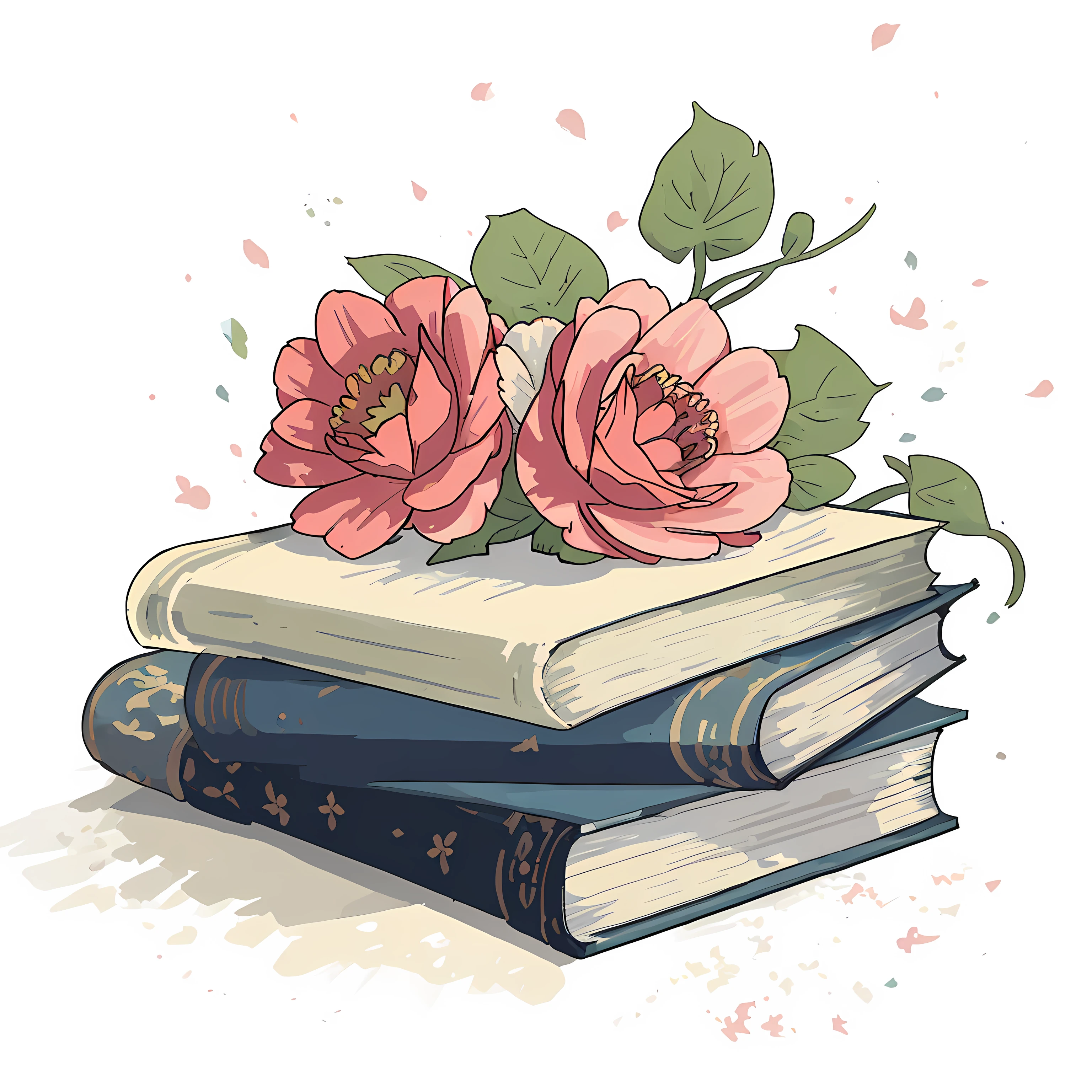 A book with flowers,