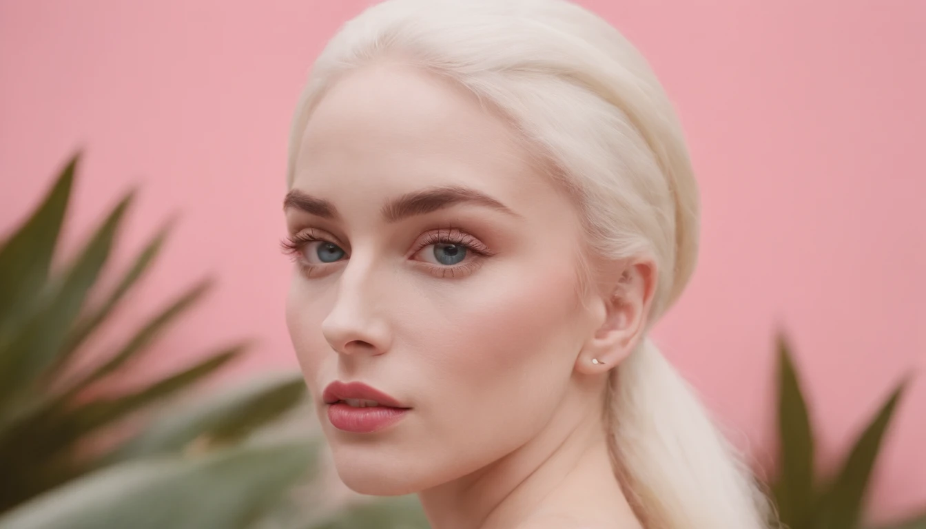 8k portrait of a White skin reper Tupac Shakur white skin in a 1960s science fiction film by Wes Anderson, Vogue anos 1960, pink pastel colors, amarelo, azul, verde, Luz Natural, Psicodelia, futurista estranho, fotorrealista, hiper detalhado, foco nítido, Intrinsic, Fuji filmes 55mm high definition, palm trees, mansion, doll house style, Lamborghini