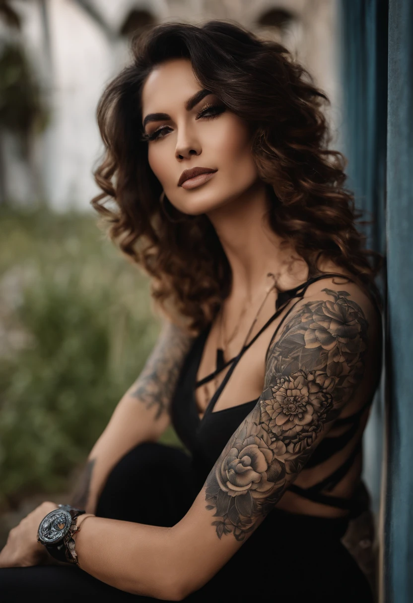 Tattoo girl, Very beautiful, killing intent, Handsome man, betrayal, irate, Dark background, 8K, Dynamic Wallpapers, Very delicate, Very dense