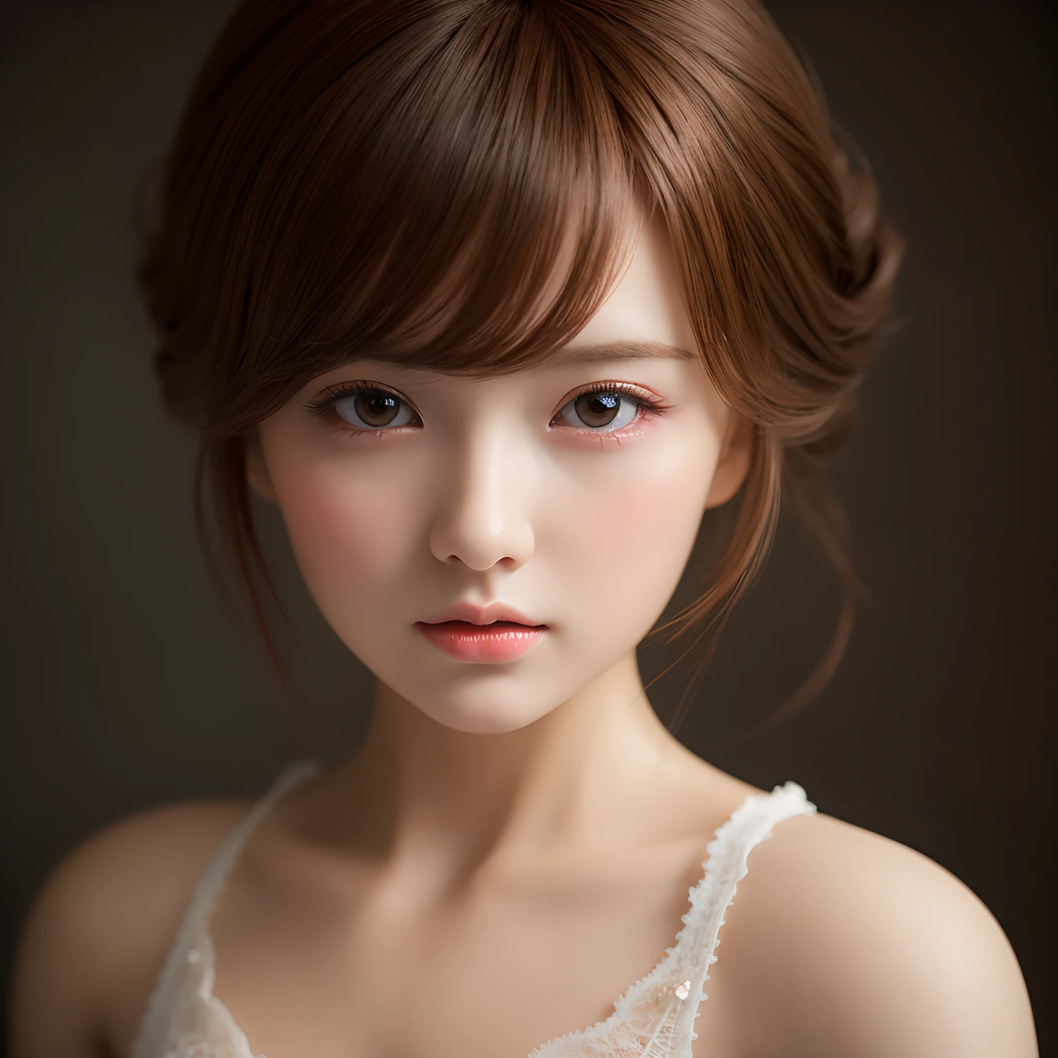 finest image, portrait, detailed and delicate depiction, A very cute and beautiful doll-like woman, professional lighting