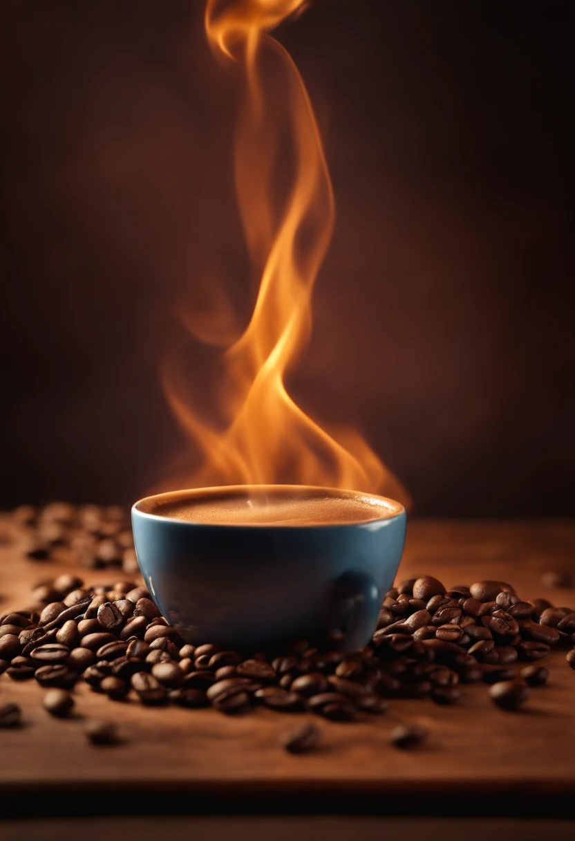 Coffee bean running from a lit match.