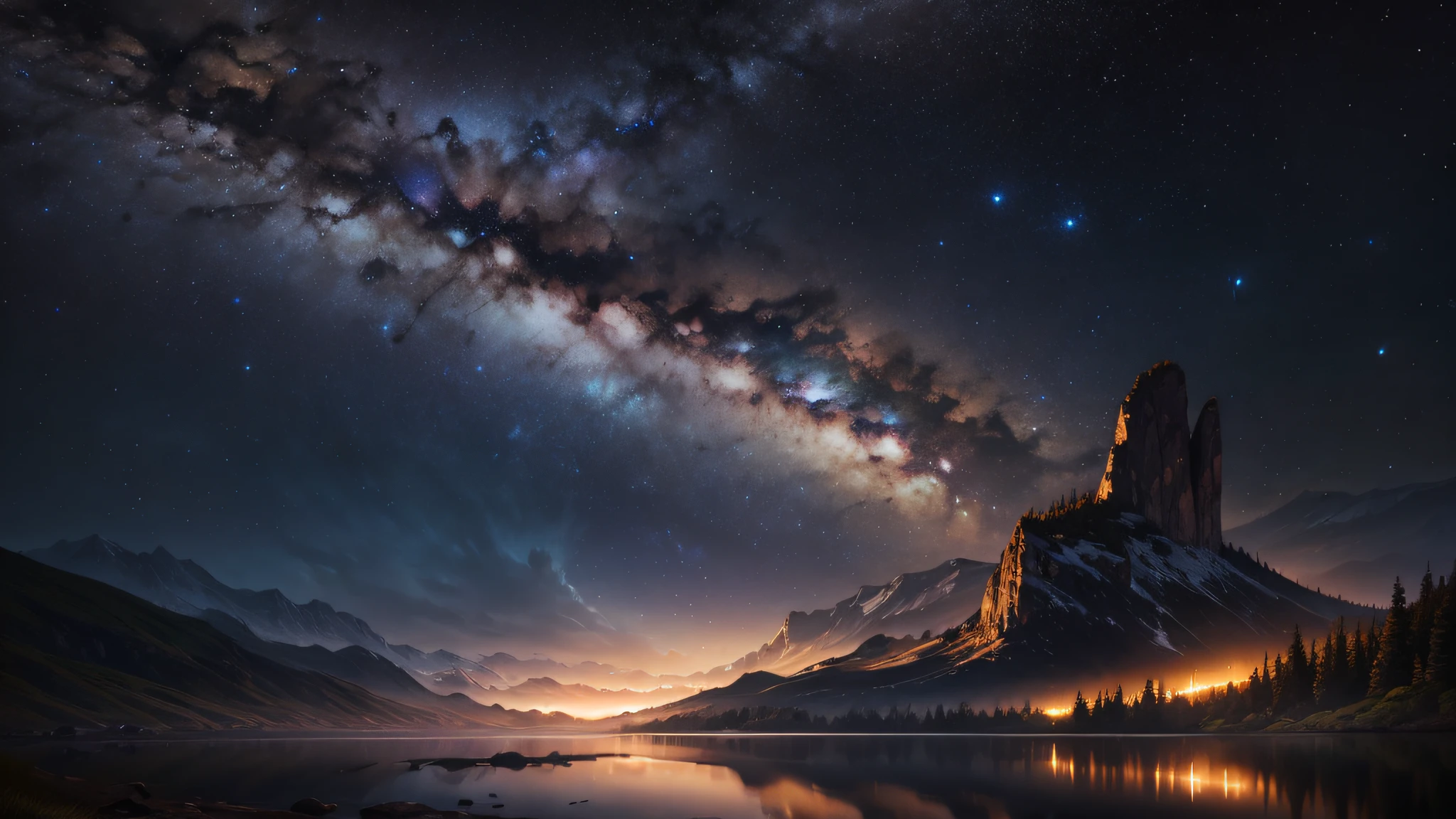 milky way and nature landscape in the night