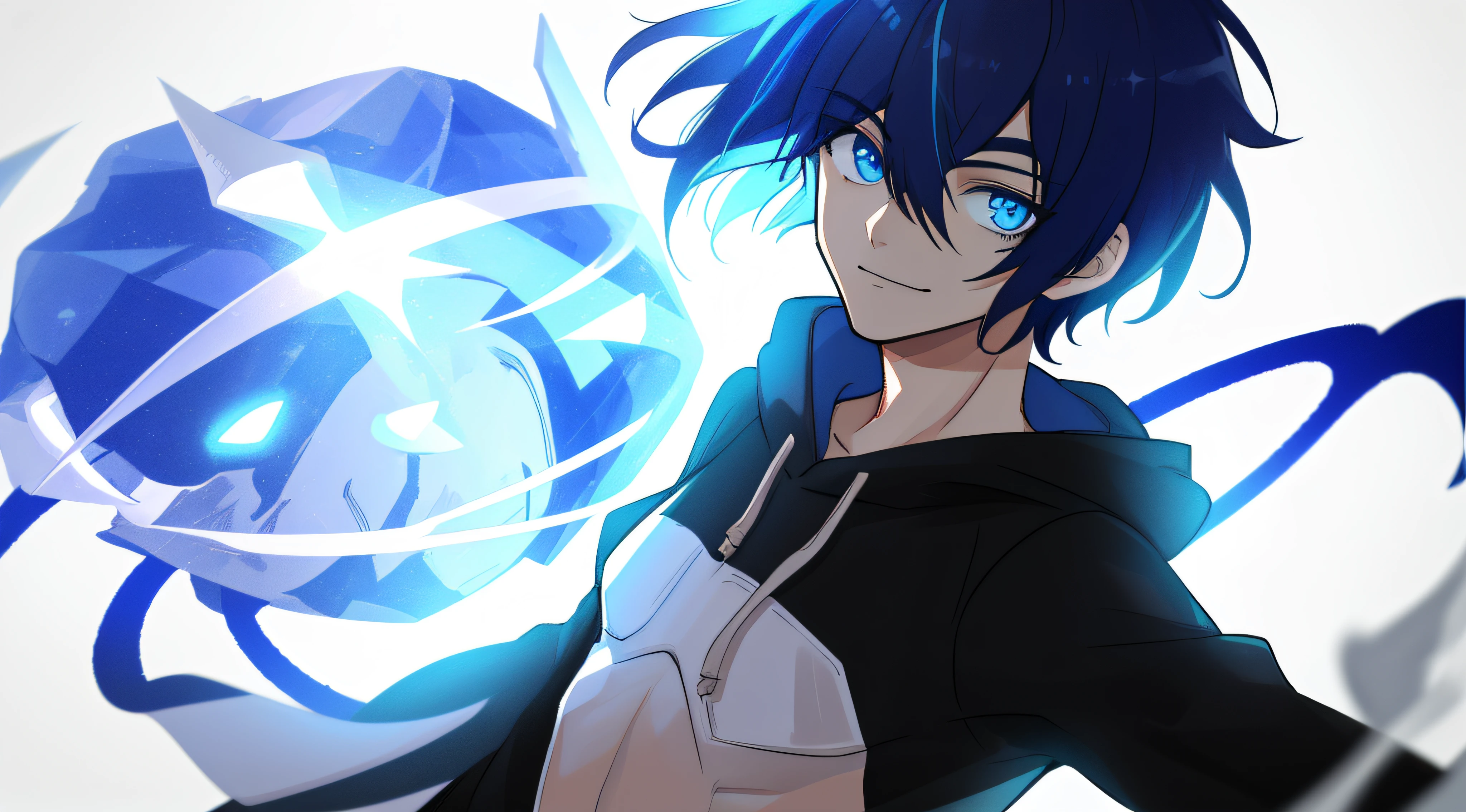 Colorful, hiquality, Sharp, Autofocus, looking a viewer, 1boy in, Cool, a handsome, blue eyes, Evil smile, Blue-black mesh hair, short-cut, pixie cut, hair above the eyes, Hair between the eyes, In a white hooded sweatshirt, All, ((With a clean white background)), Cinematic, particles of light, better shadow, ray tracking, Extremely detailed、Mid, (small boobs), tmasterpiece, male, Flat Breast, (Low angle)Colorful, hiquality, Sharp, Autofocus, looking a viewer, 1boy in, Cool, a handsome, blue eyes, Cat's ears, Evil smile, Blue-black mesh hair, short-cut, pixie cut, hair above the eyes, Hair between the eyes, In a white hooded sweatshirt, All, ((With a clean white background)), Cinematic, particles of light, better shadow, ray tracking, Extremely detailed、Mid, (small boobs), tmasterpiece, male, Flat Breast, (Low angle)